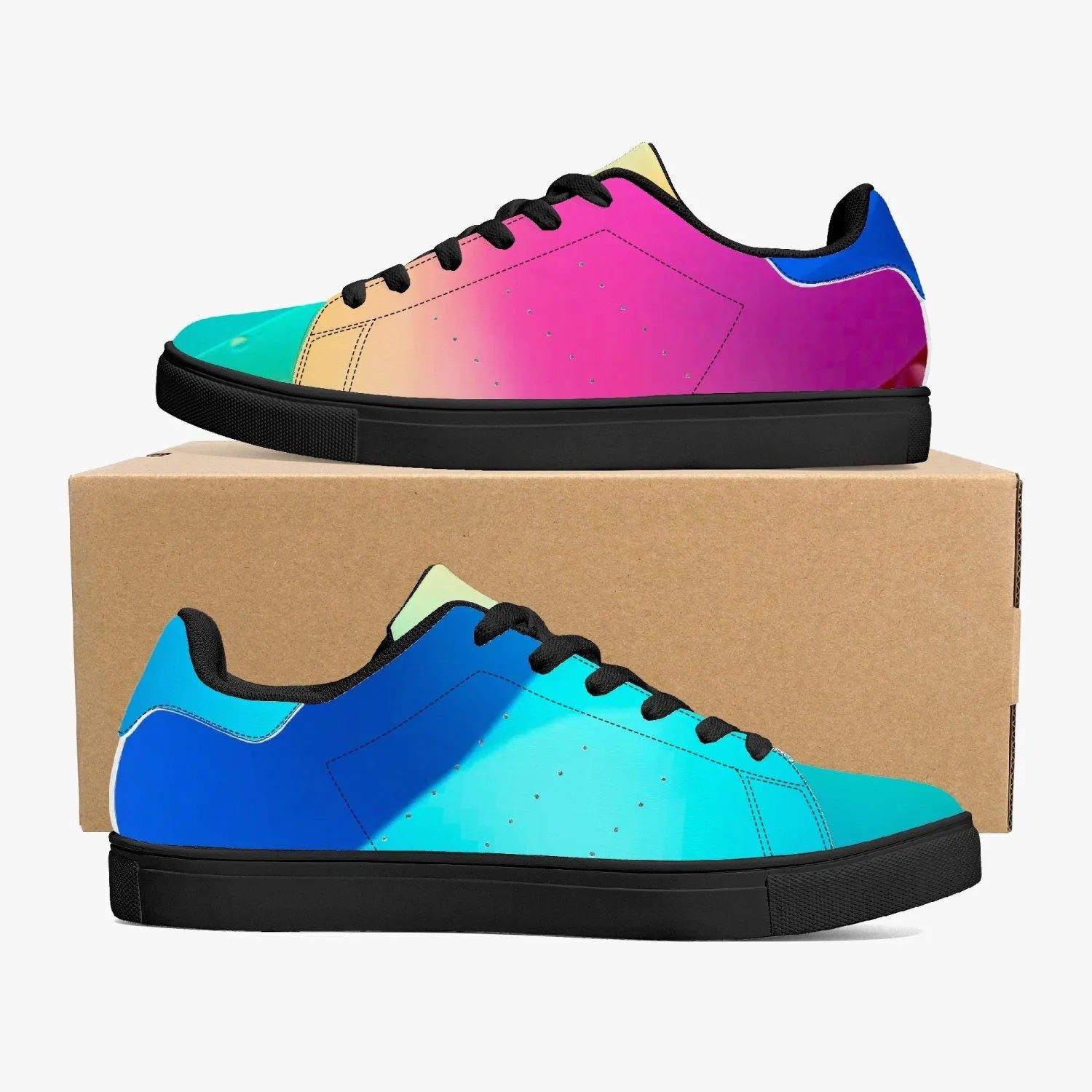 190. Classic Low-Top Leather Sneakers - White/Black
