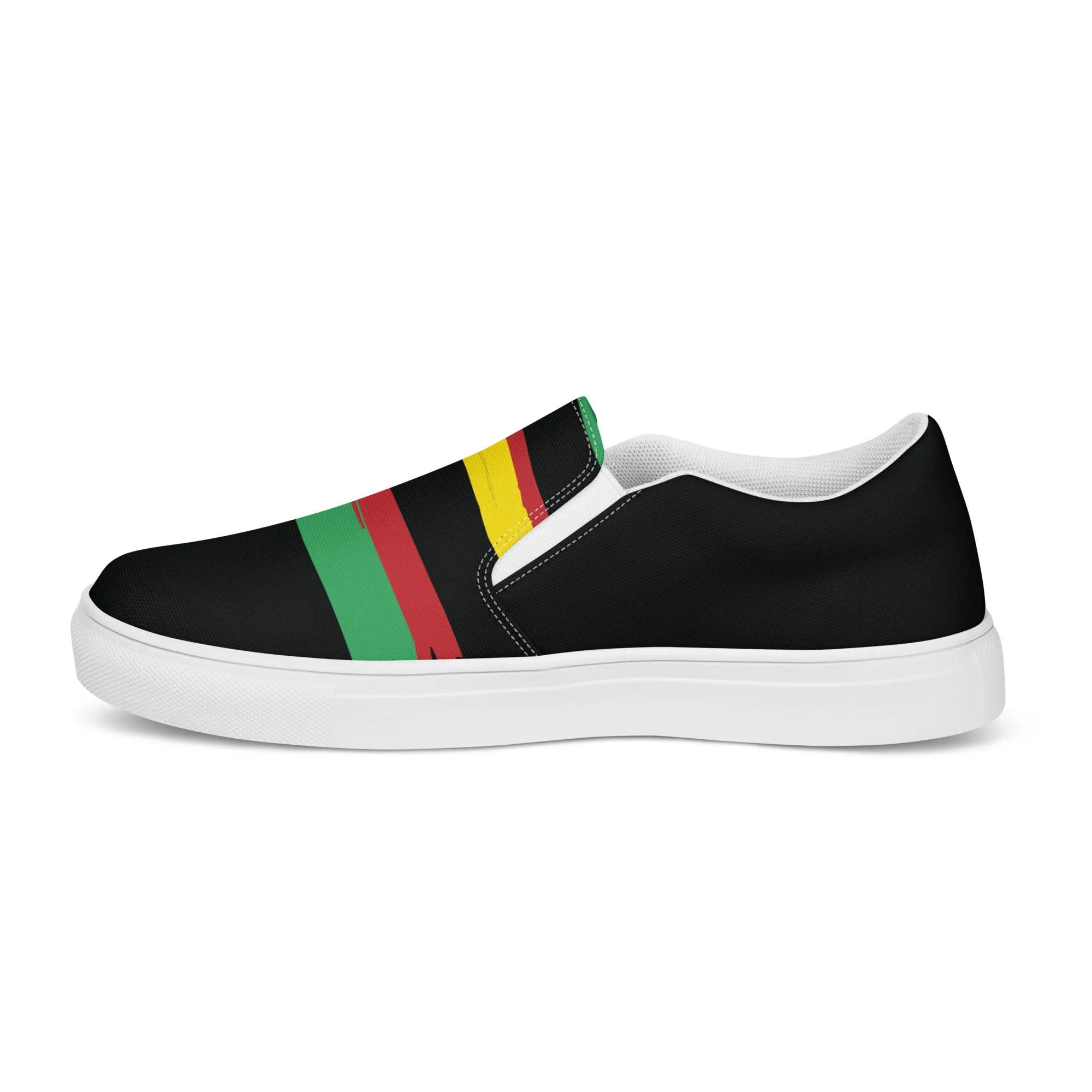 AFRICA STRIPES Women’s Slip-On Canvas Shoes (Black)