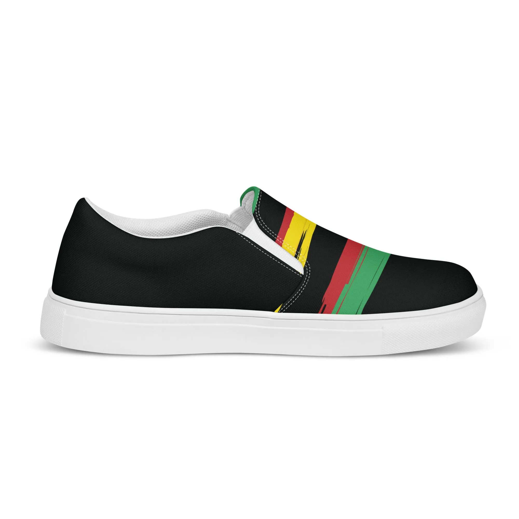 AFRICA STRIPES Women’s Slip-On Canvas Shoes (Black)