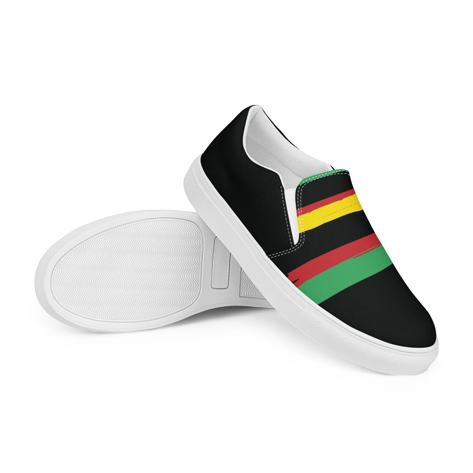 AFRICA STRIPES Women’s Slip-On Canvas Shoes (Black)