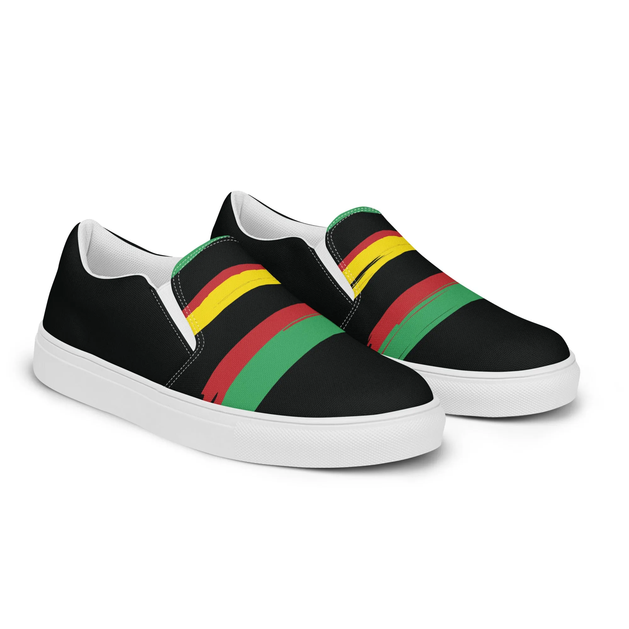 AFRICA STRIPES Women’s Slip-On Canvas Shoes (Black)