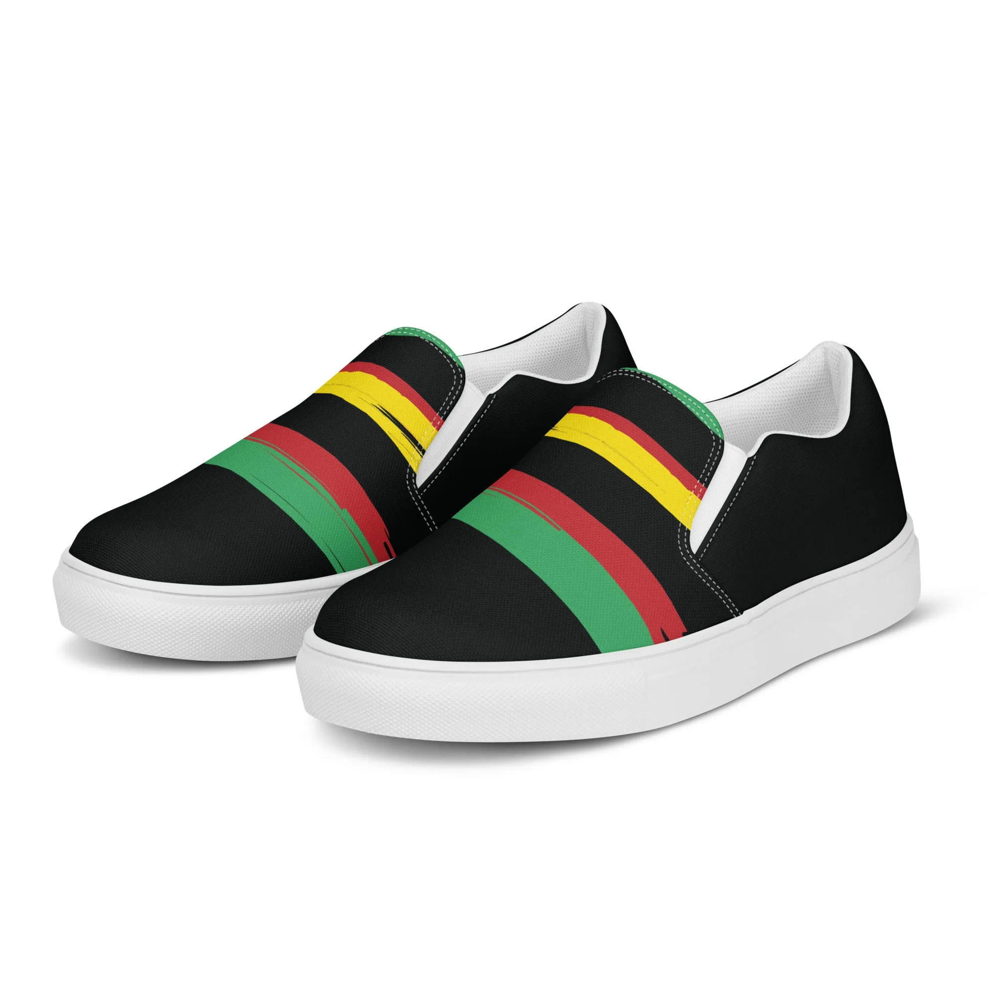 AFRICA STRIPES Women’s Slip-On Canvas Shoes (Black)