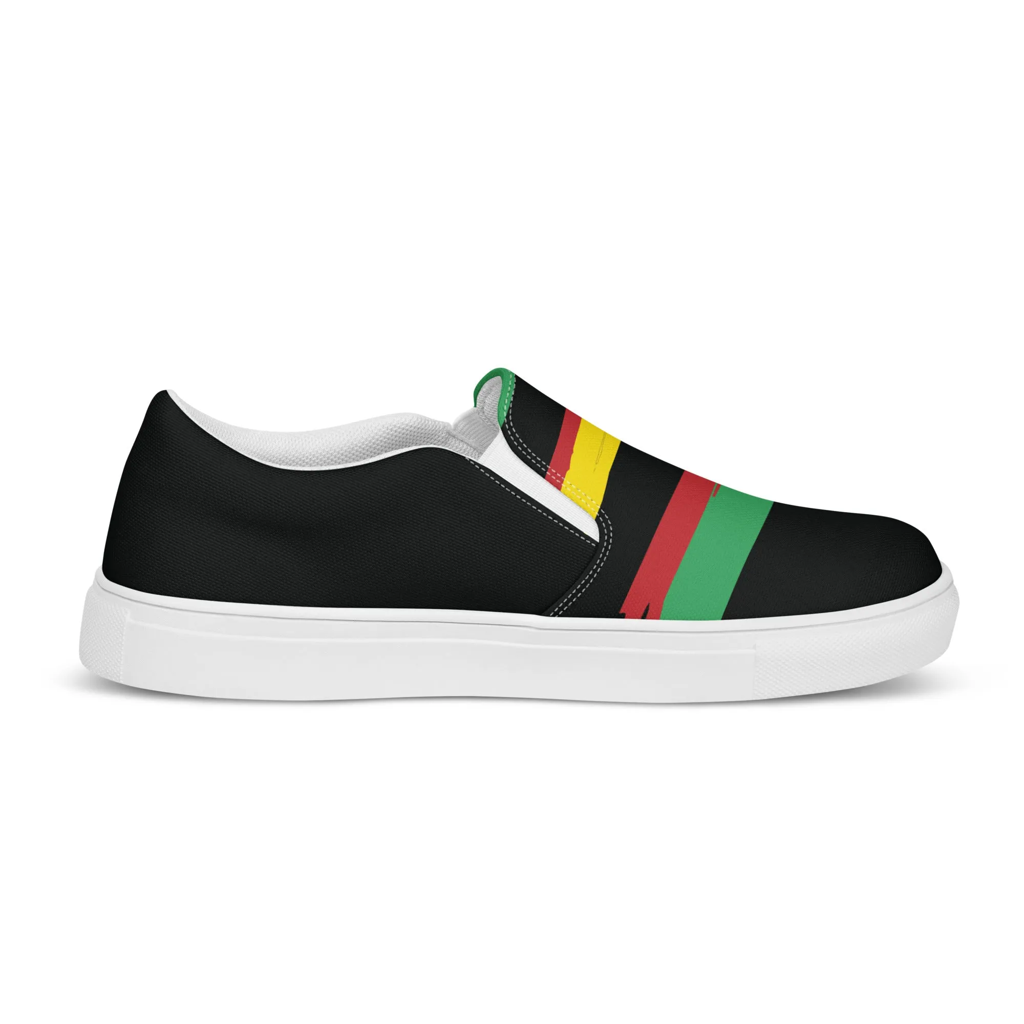 AFRICA STRIPES Women’s Slip-On Canvas Shoes (Black)