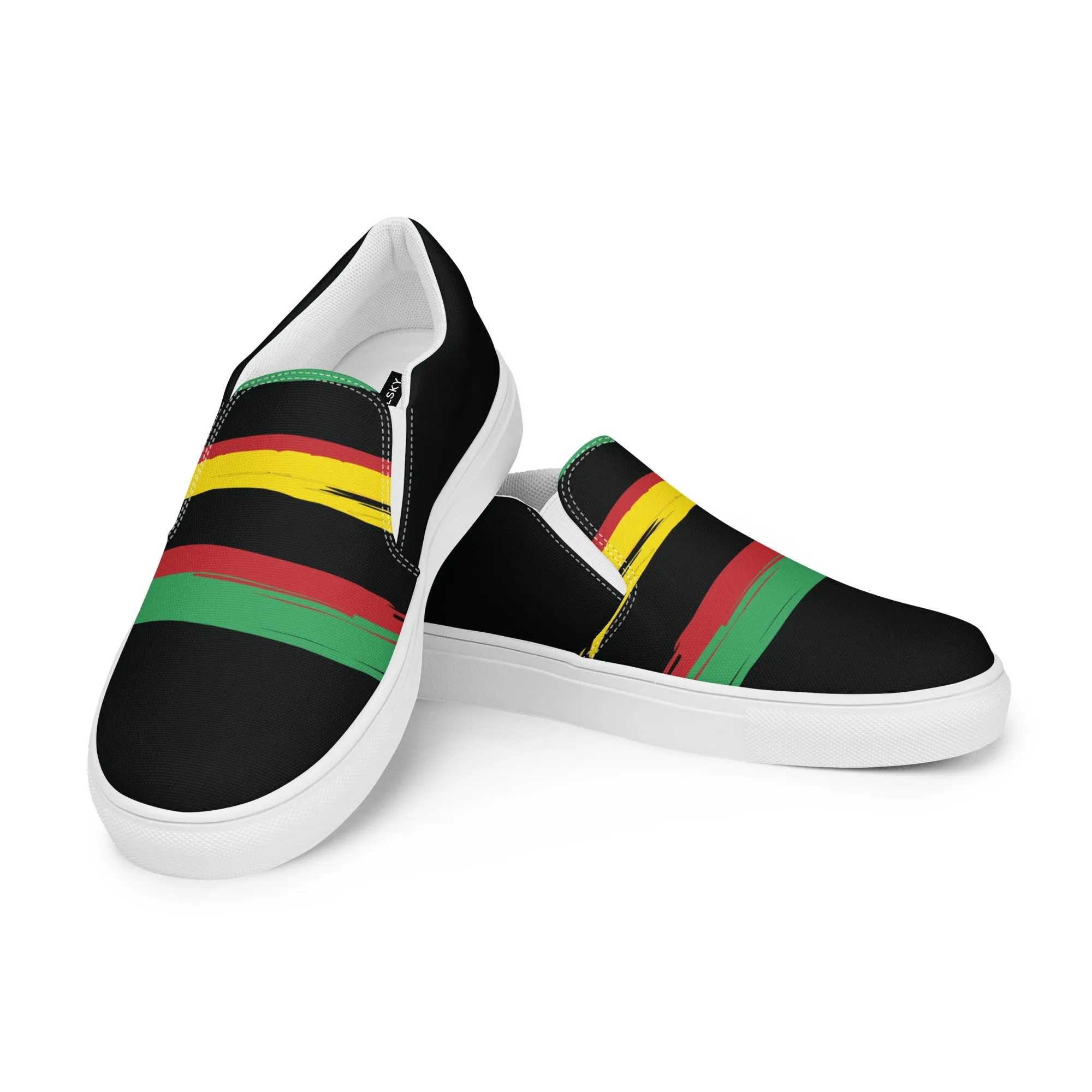 AFRICA STRIPES Women’s Slip-On Canvas Shoes (Black)