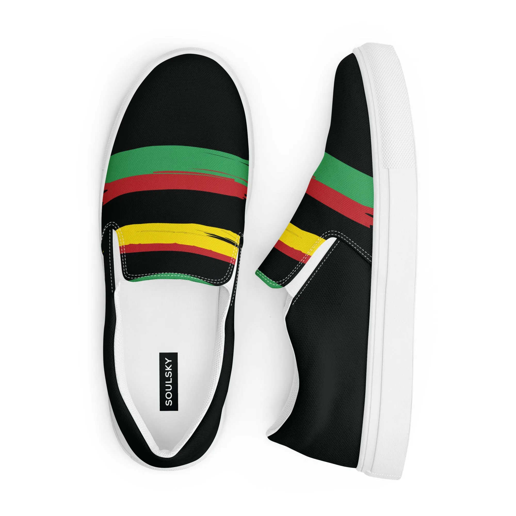 AFRICA STRIPES Women’s Slip-On Canvas Shoes (Black)