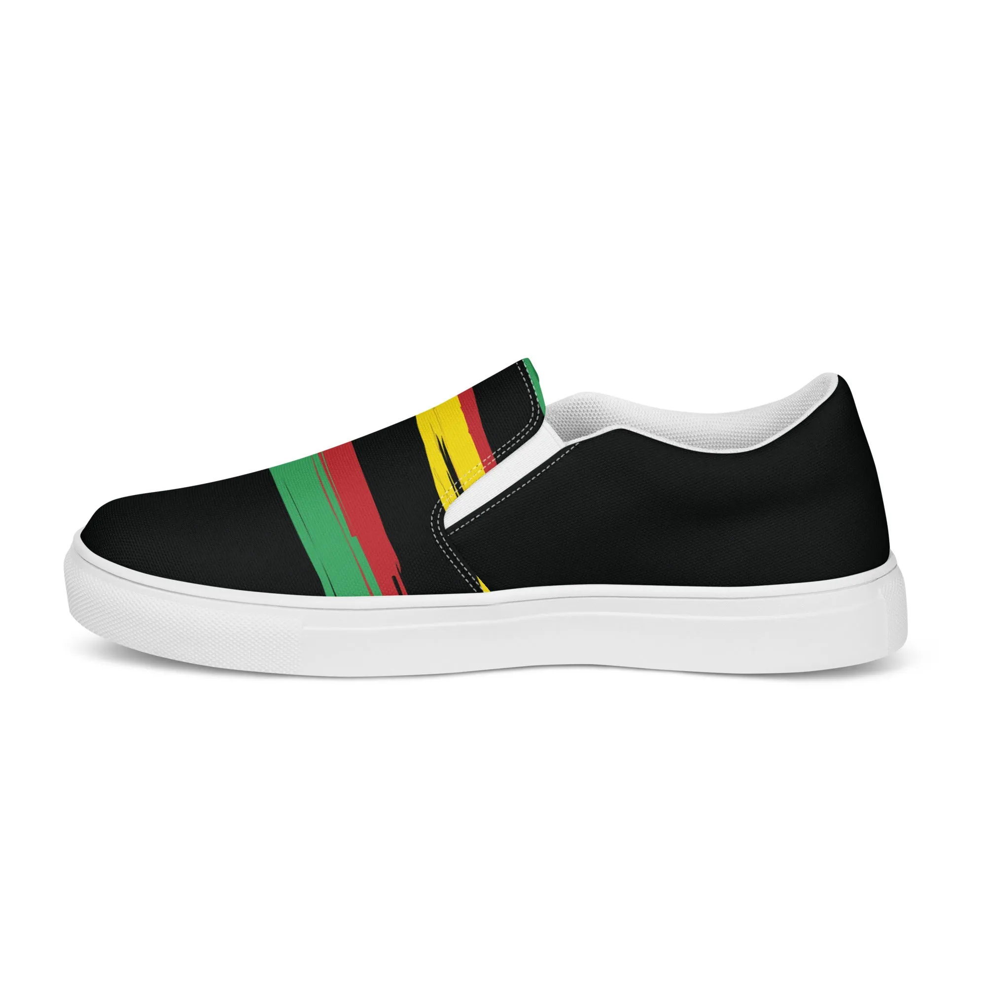 AFRICA STRIPES Women’s Slip-On Canvas Shoes (Black)