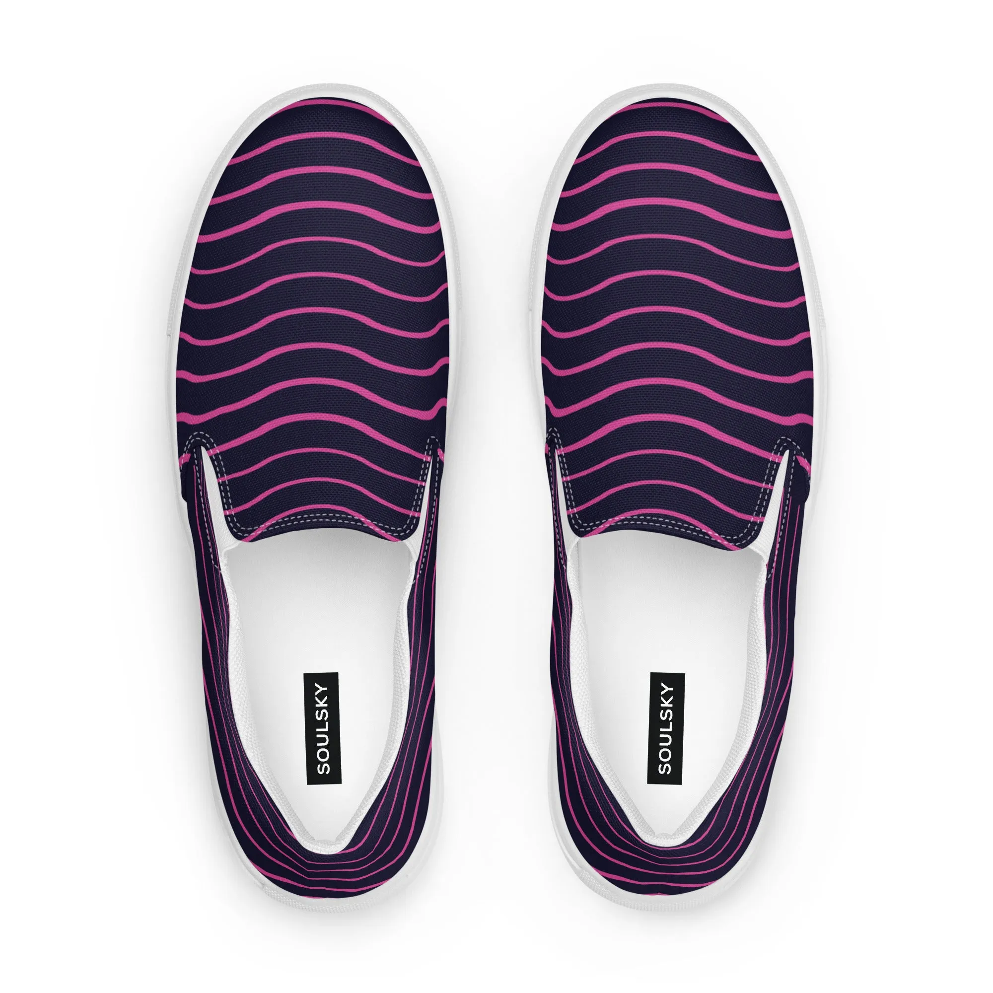 BE LIKE WATER Women’s Slip-On Canvas Shoes (Pink Lines)