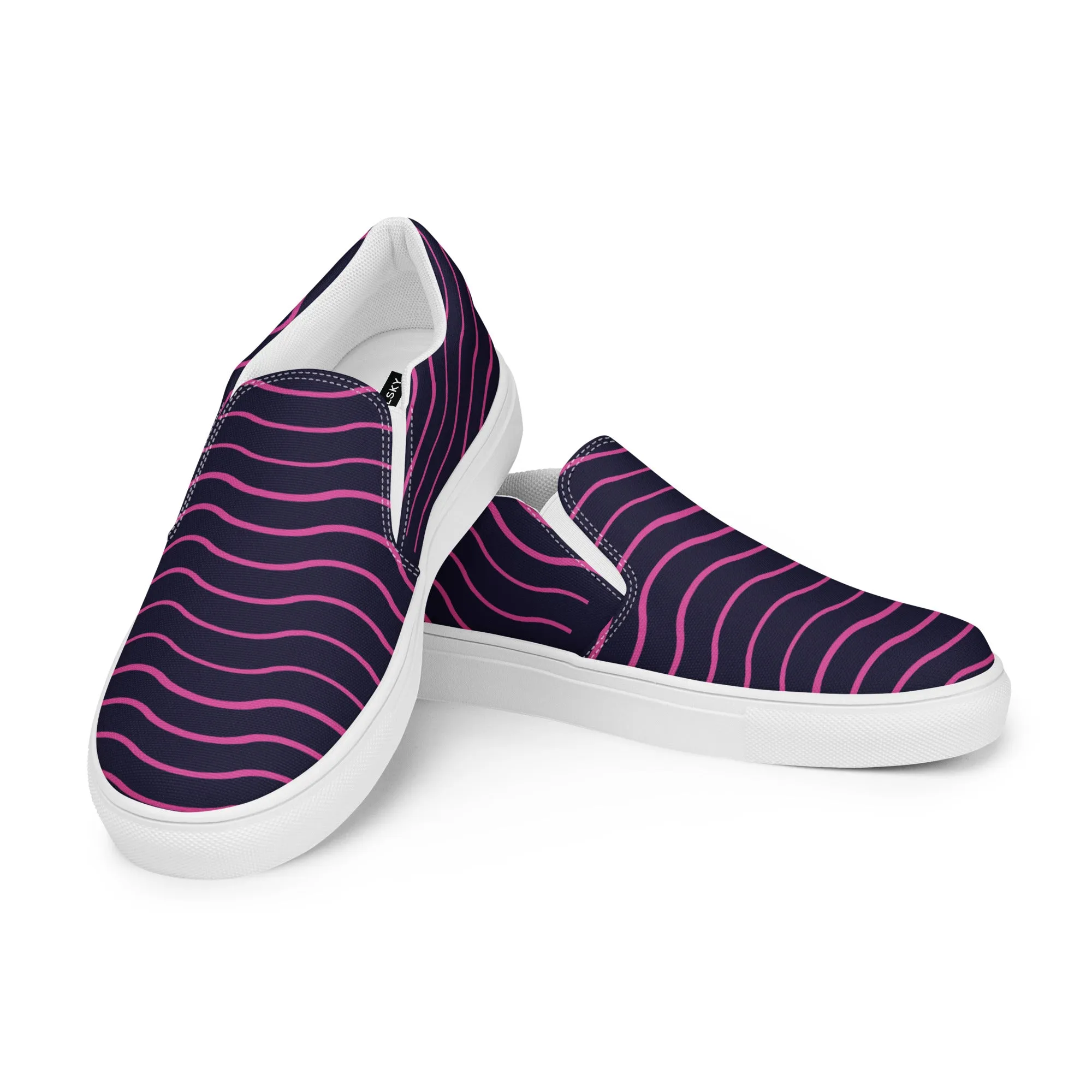 BE LIKE WATER Women’s Slip-On Canvas Shoes (Pink Lines)