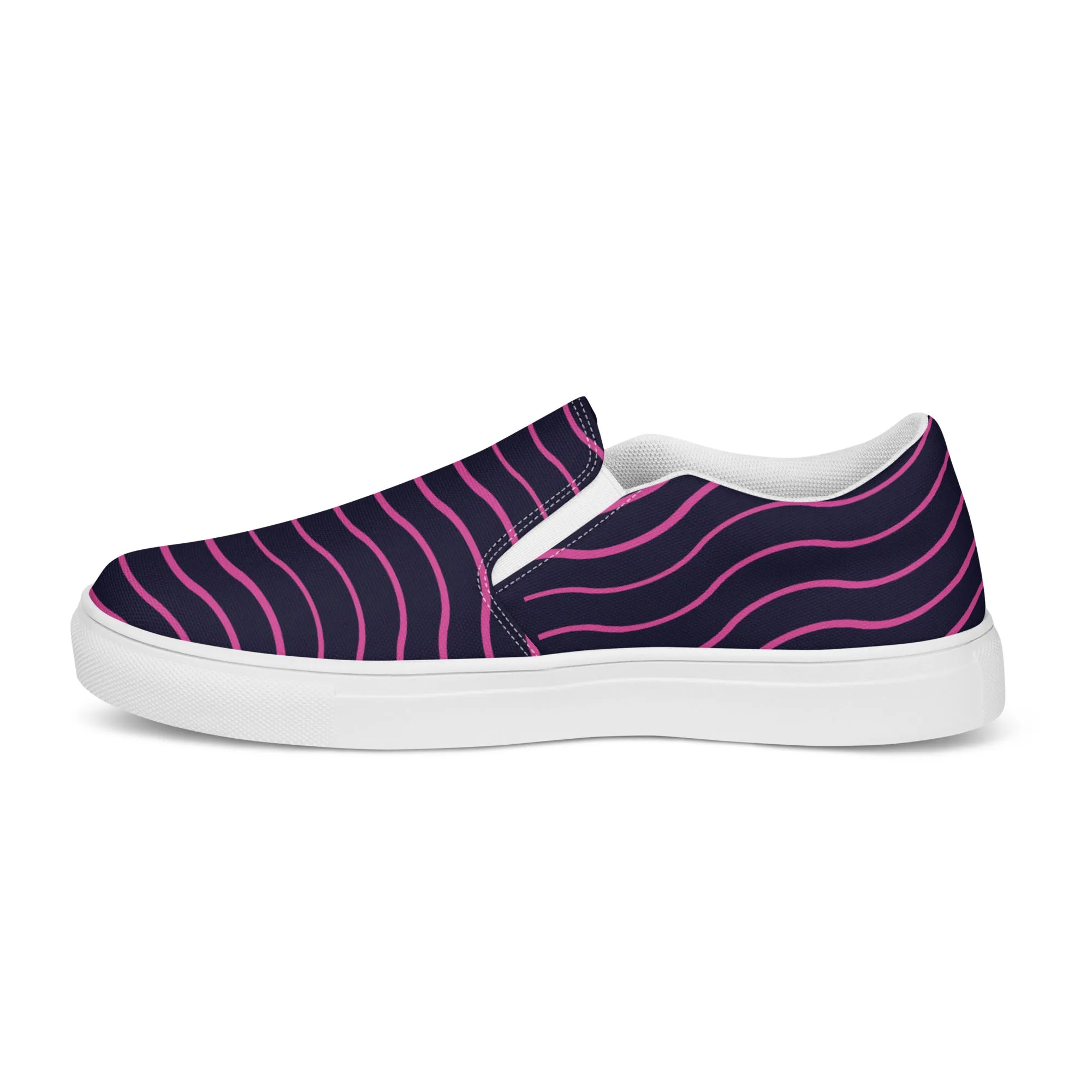 BE LIKE WATER Women’s Slip-On Canvas Shoes (Pink Lines)