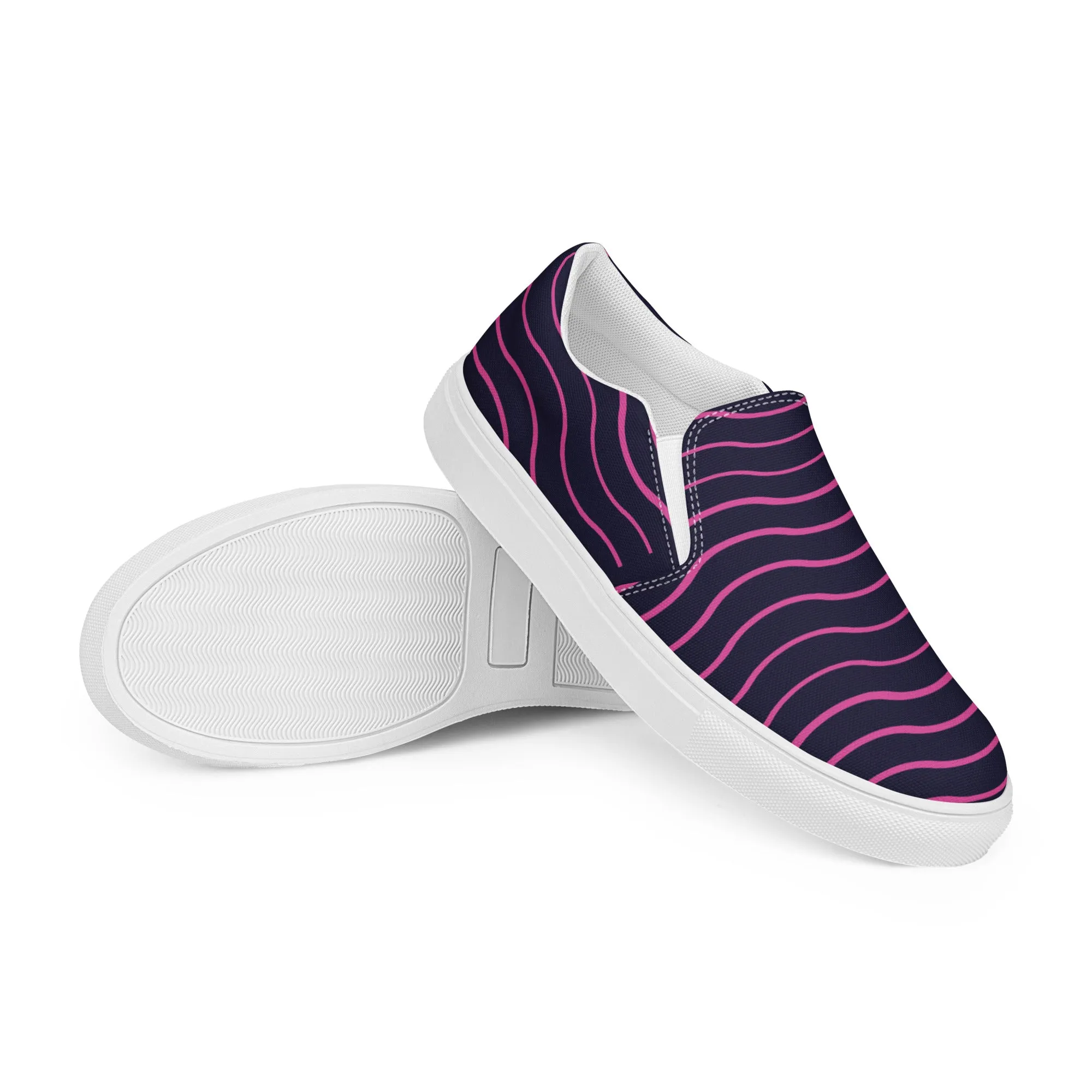 BE LIKE WATER Women’s Slip-On Canvas Shoes (Pink Lines)