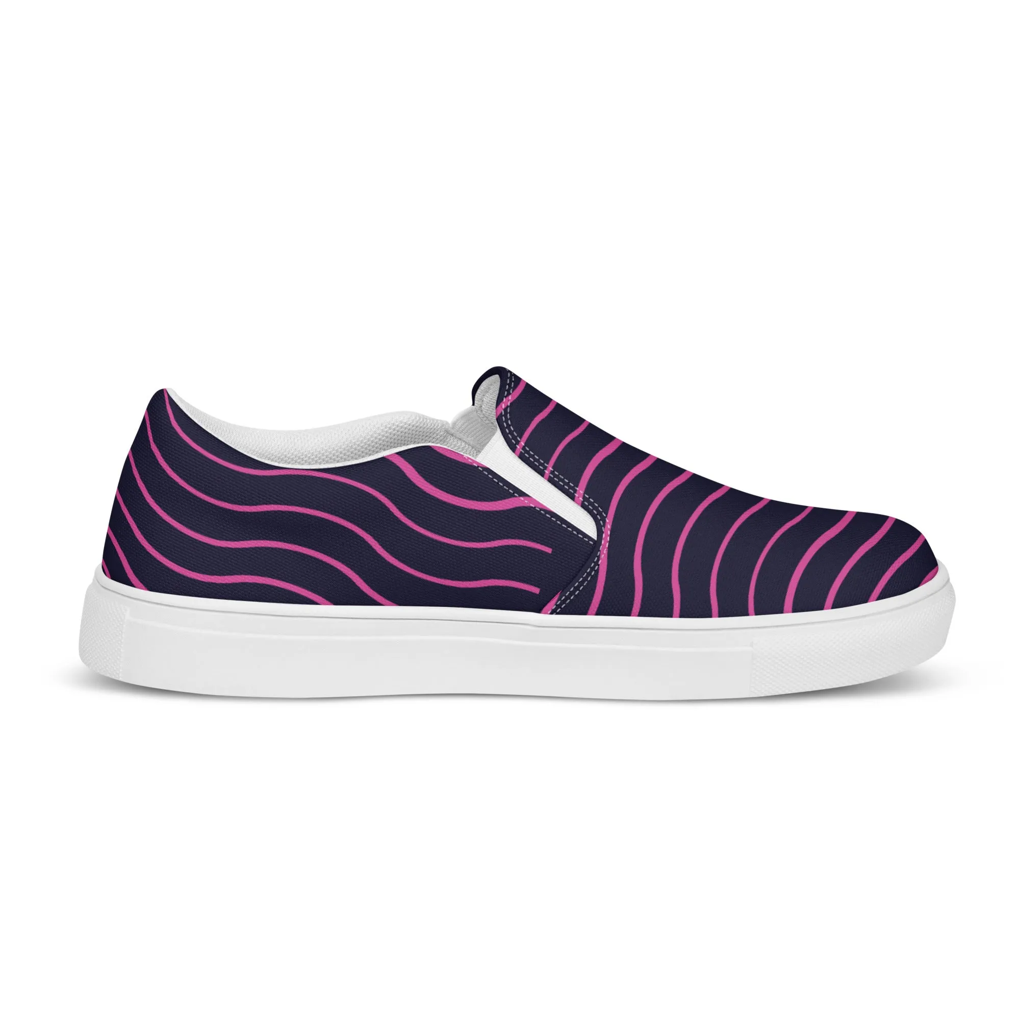 BE LIKE WATER Women’s Slip-On Canvas Shoes (Pink Lines)