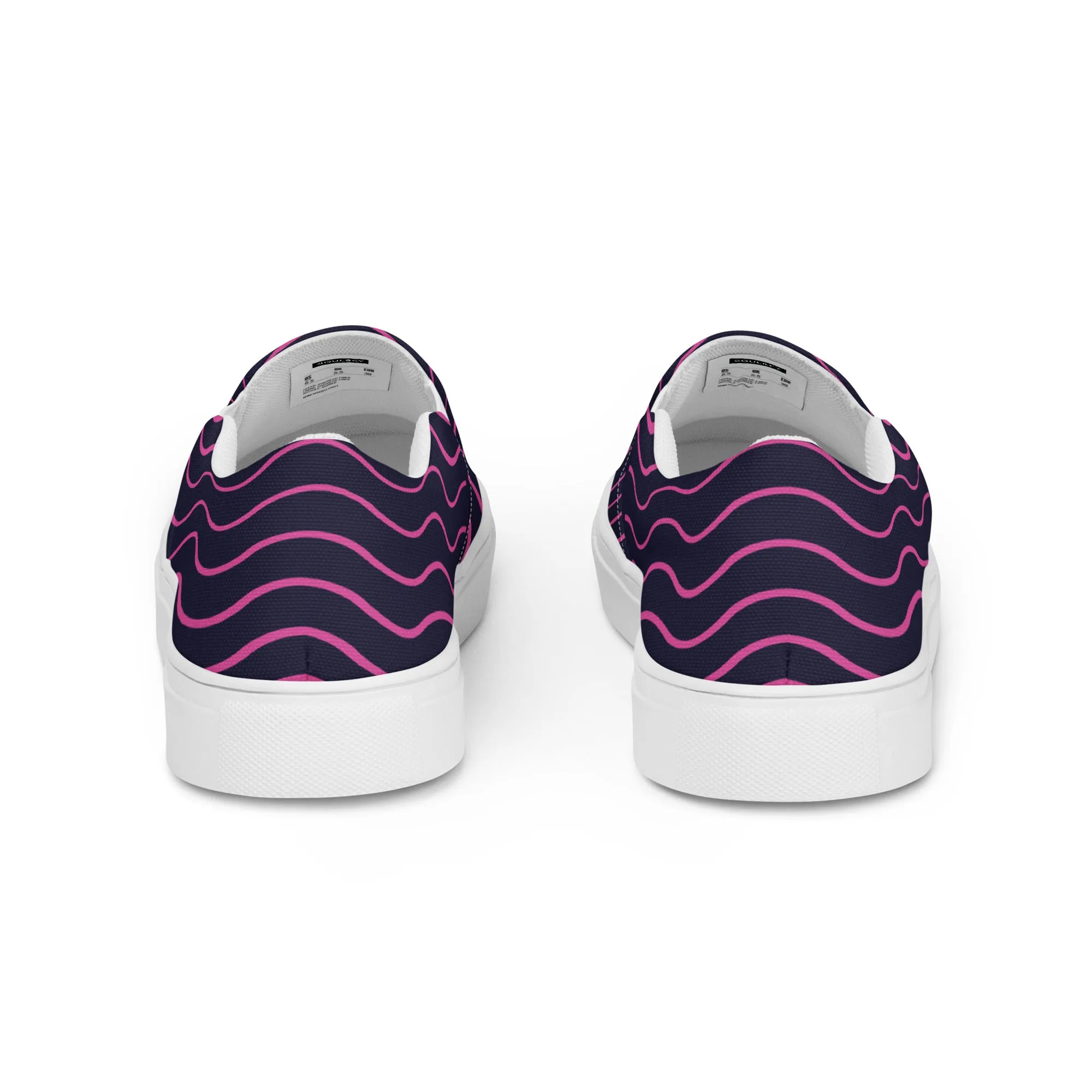 BE LIKE WATER Women’s Slip-On Canvas Shoes (Pink Lines)