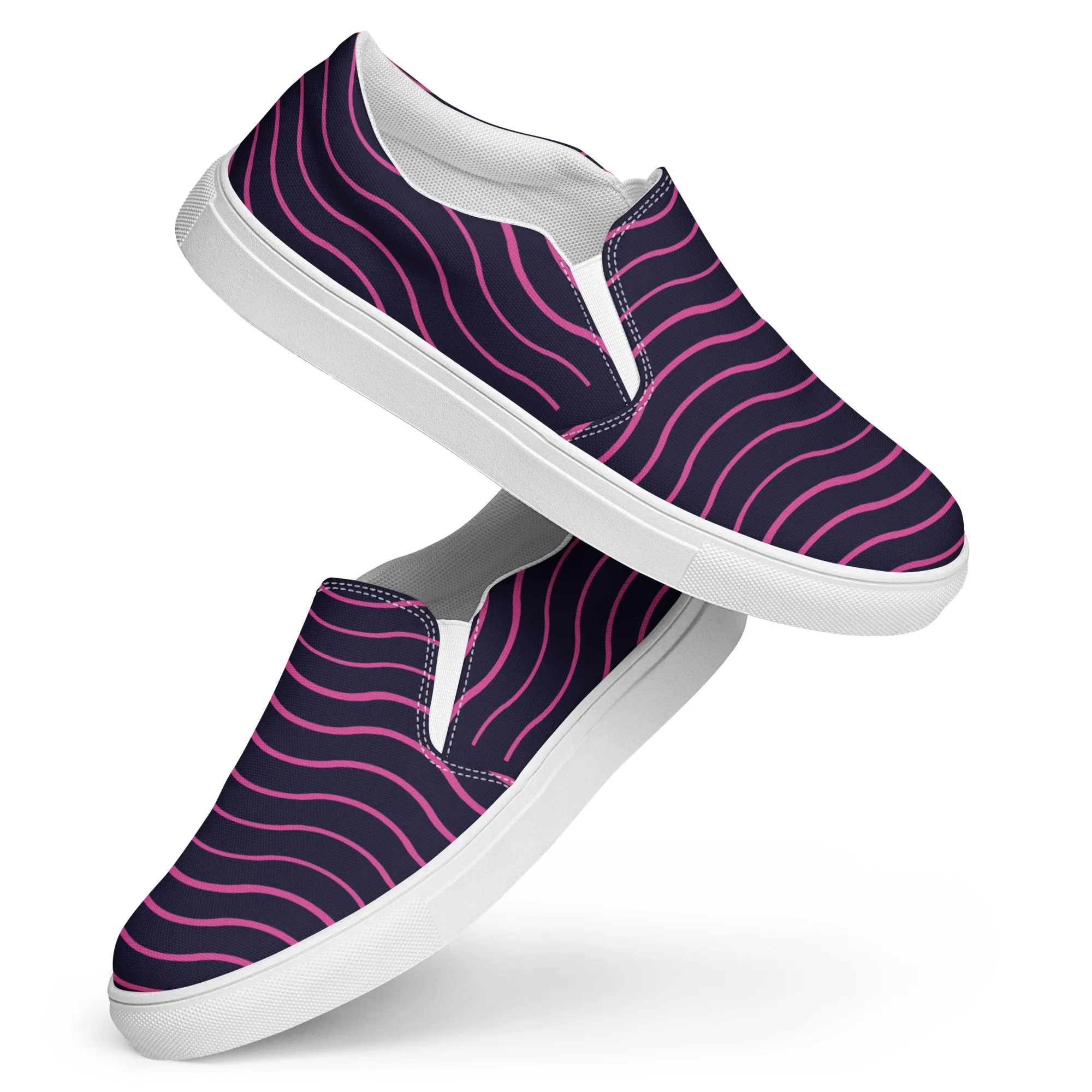 BE LIKE WATER Women’s Slip-On Canvas Shoes (Pink Lines)