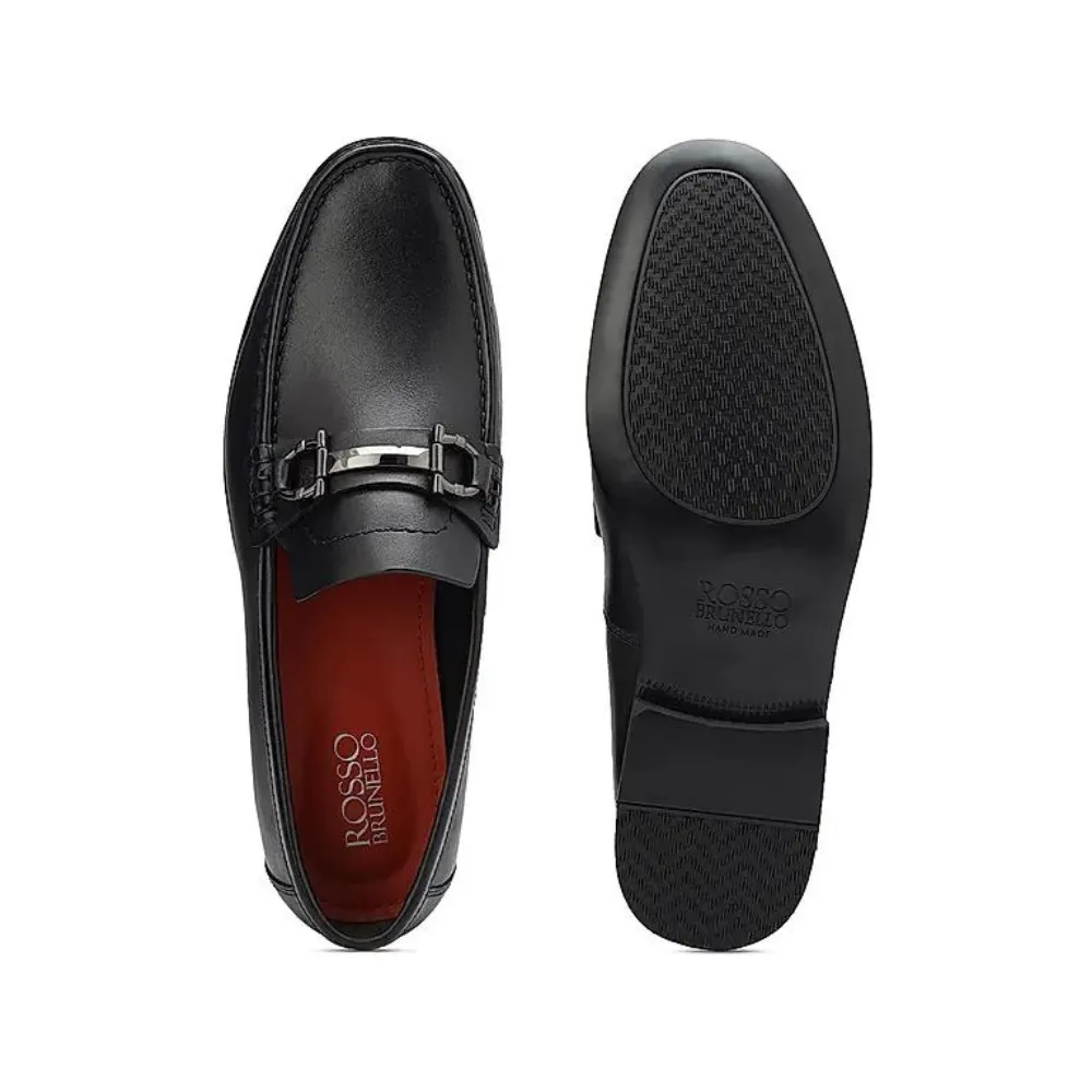 Black Leather Loafers With Buckle