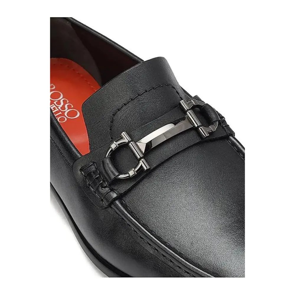 Black Leather Loafers With Buckle