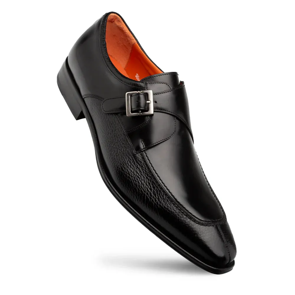 Black Mezlan Men's Monk Strap Genuine Leather Shoes Pego Style No: 21158