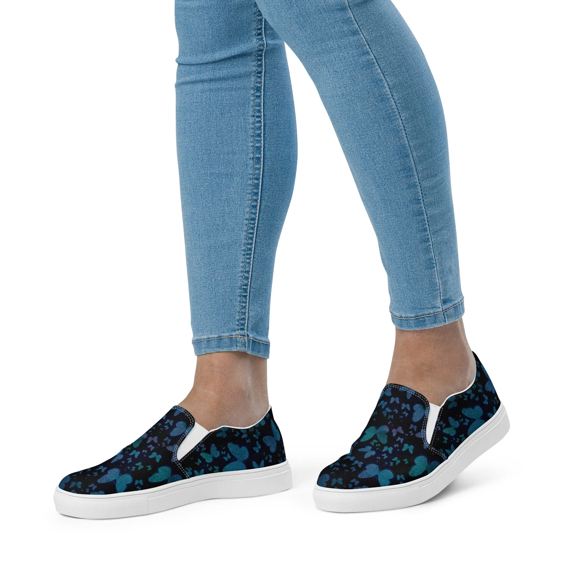 Blue Butterflies Women’s slip-on canvas shoes