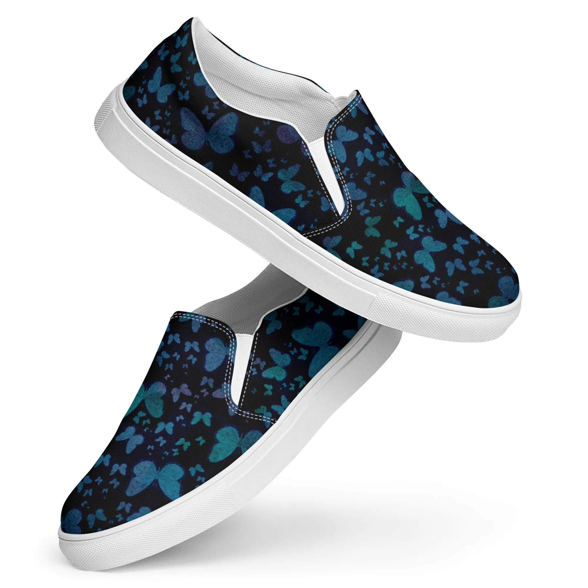 Blue Butterflies Women’s slip-on canvas shoes