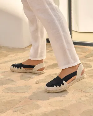 Canvas With Grosgrain|Open-Side Flat Espadrilles - Z36OM - Yucatán Natural And Black