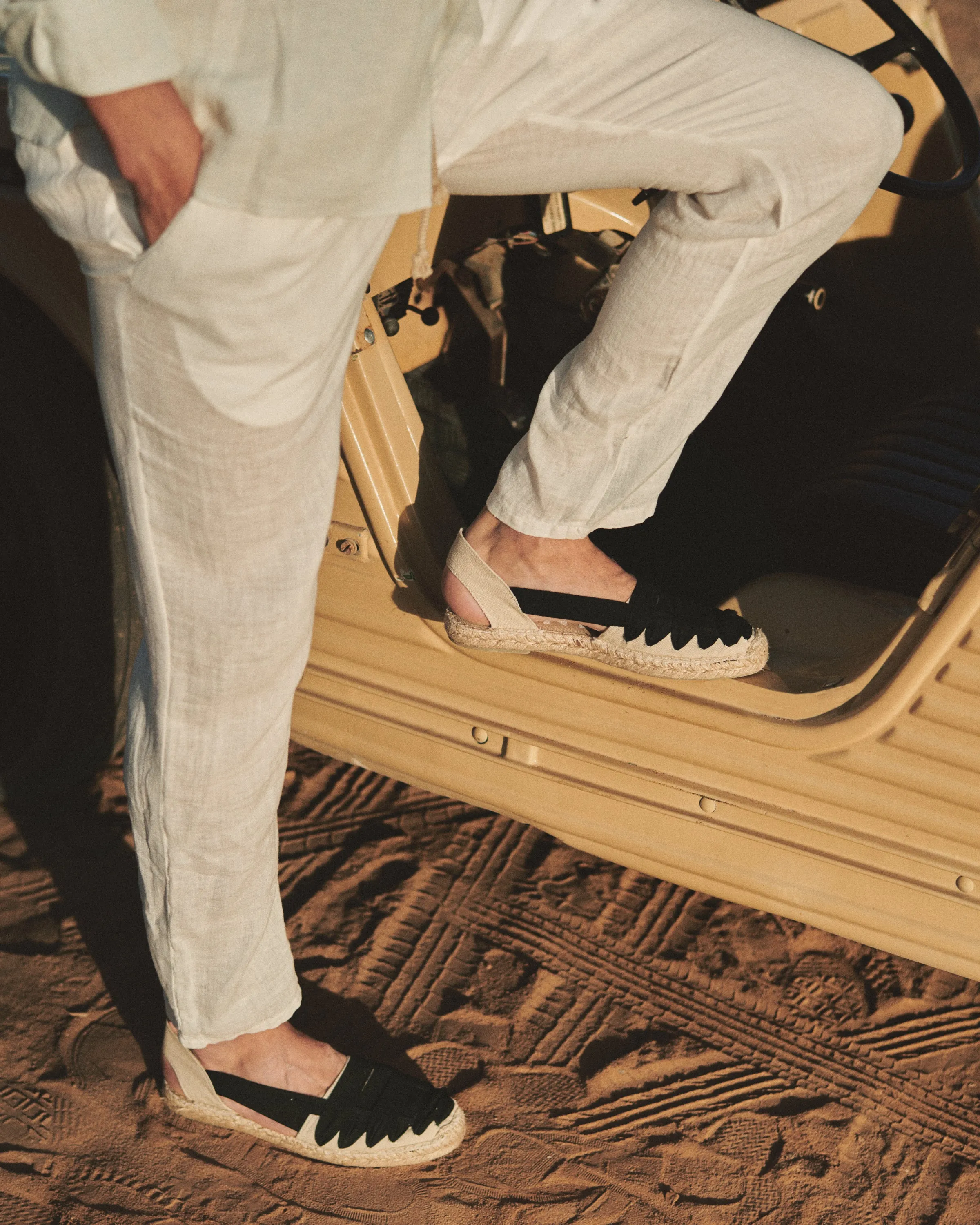 Canvas With Grosgrain|Open-Side Flat Espadrilles - Z36OM - Yucatán Natural And Black