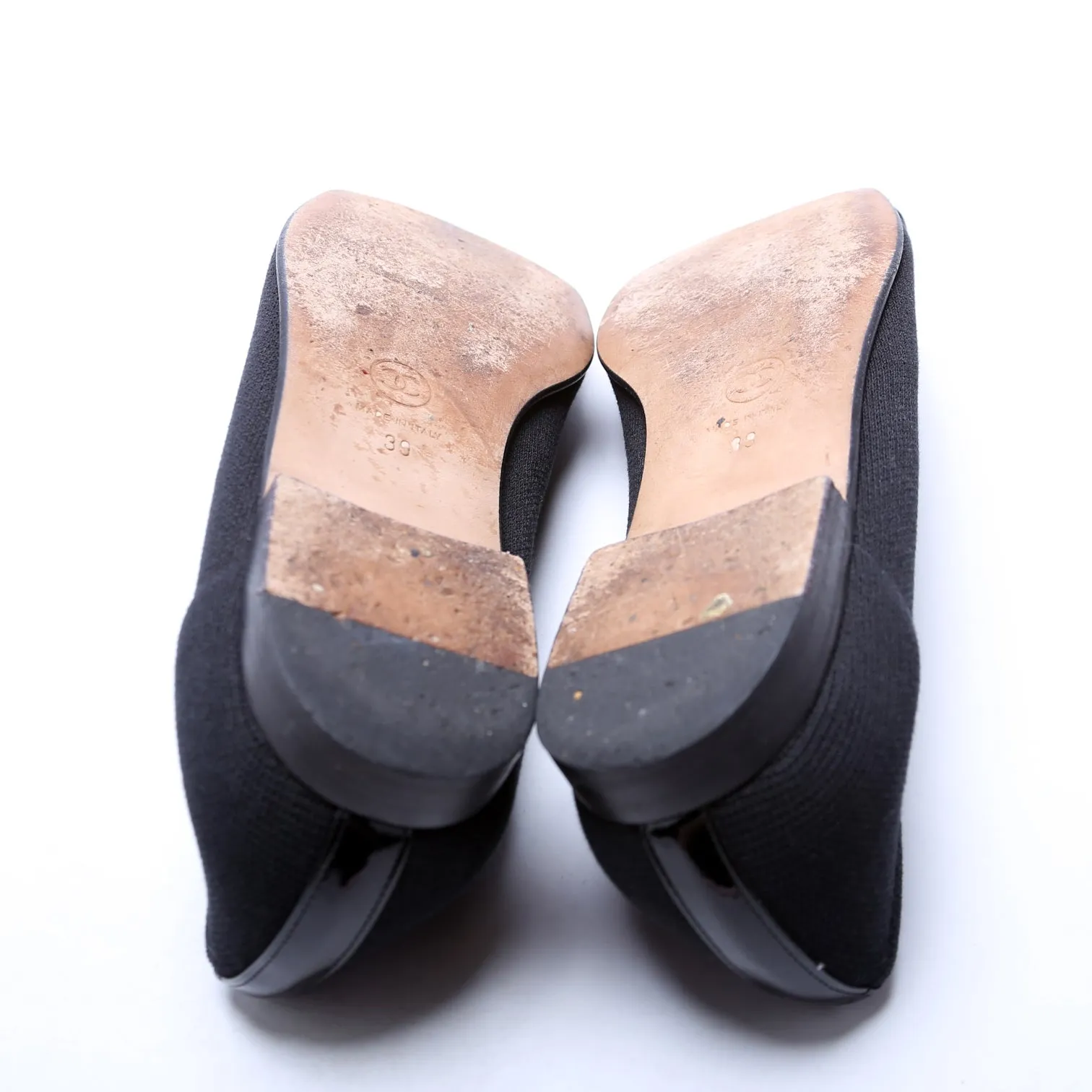 CC Ballet Patent/Knit Flats Size 39 Black