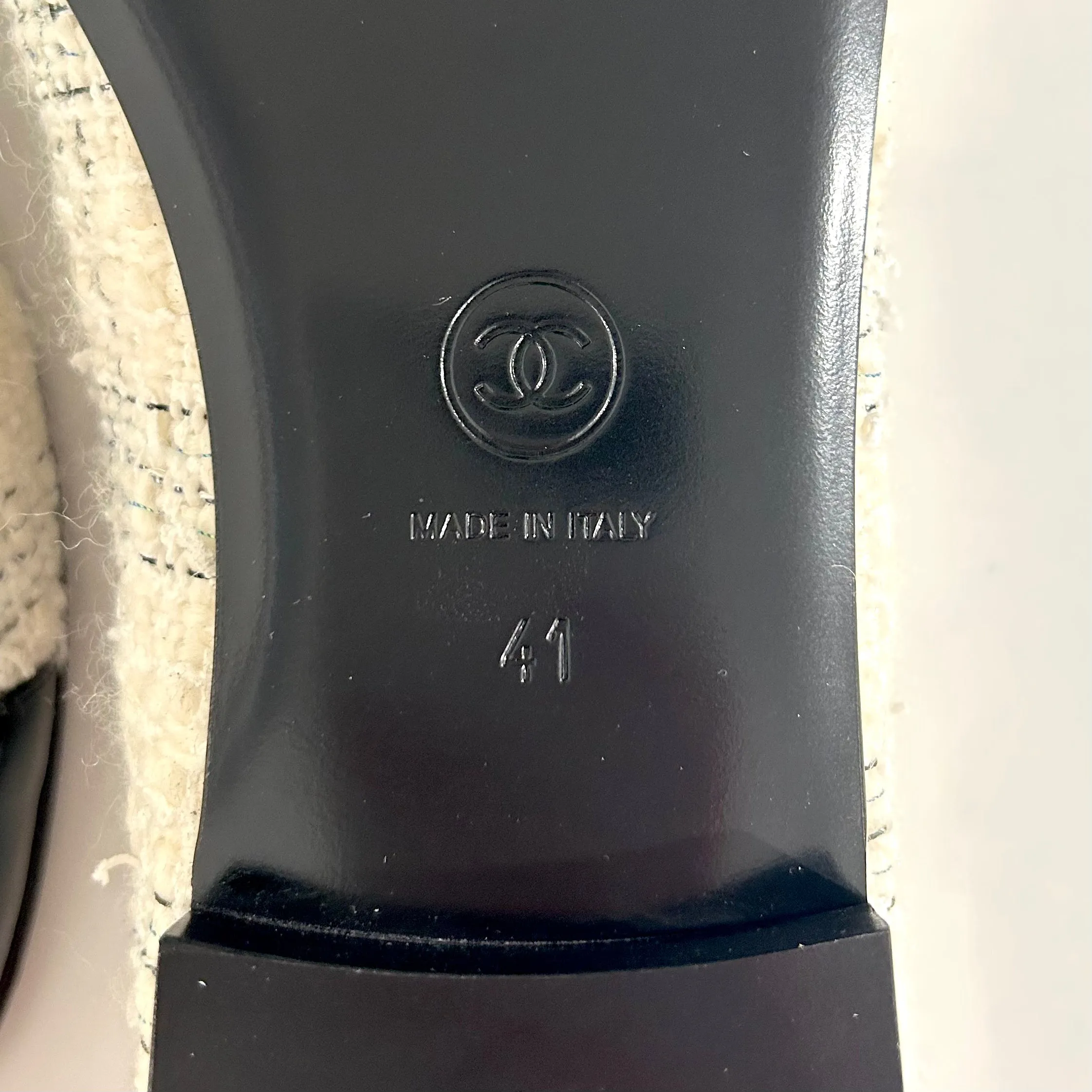 Chanel White Tweed Ballet Flats