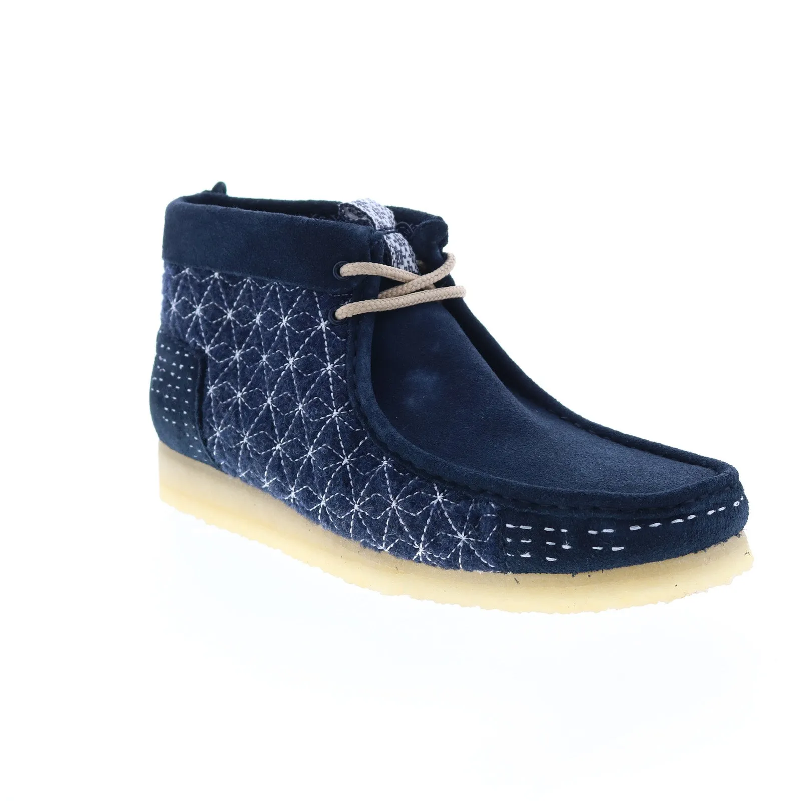 Clarks Originals Wallabee Boot Men's Navy Blue Multi Sashiko Suede 26169152