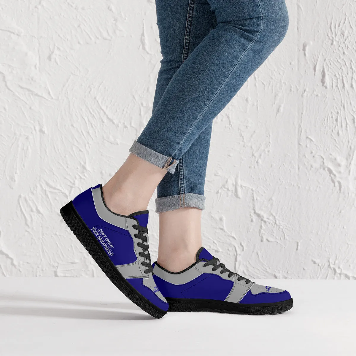 DCYG G4's Dark Blue & Black,Black Sole Low-Top Leather Sneakers