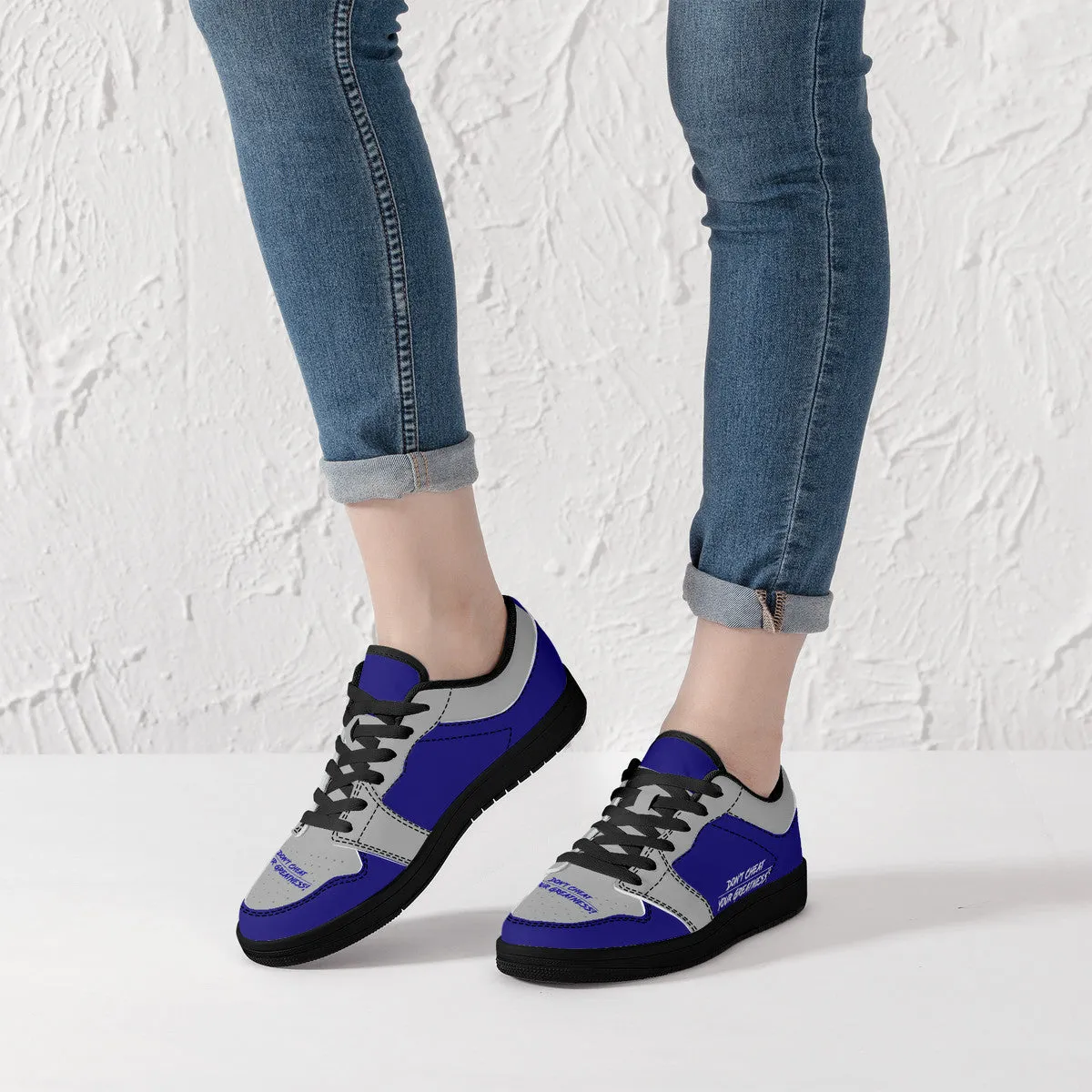 DCYG G4's Dark Blue & Black,Black Sole Low-Top Leather Sneakers