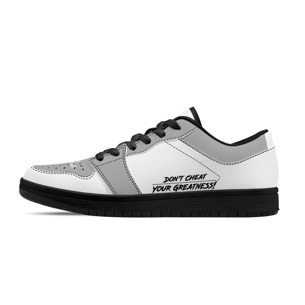 DCYG G4's Grey & White, Black Sole Low-Top Leather Sneakers
