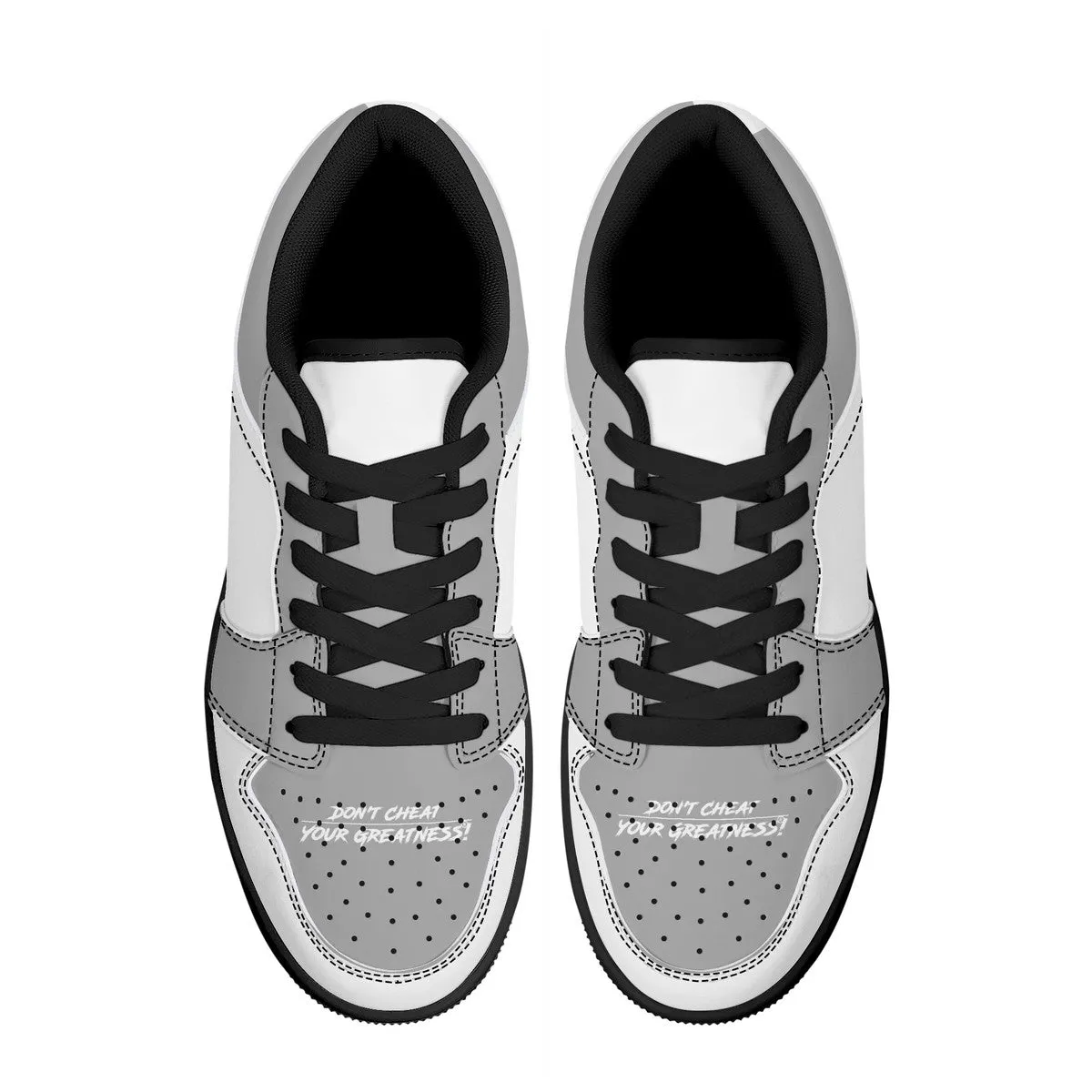 DCYG G4's Grey & White, Black Sole Low-Top Leather Sneakers
