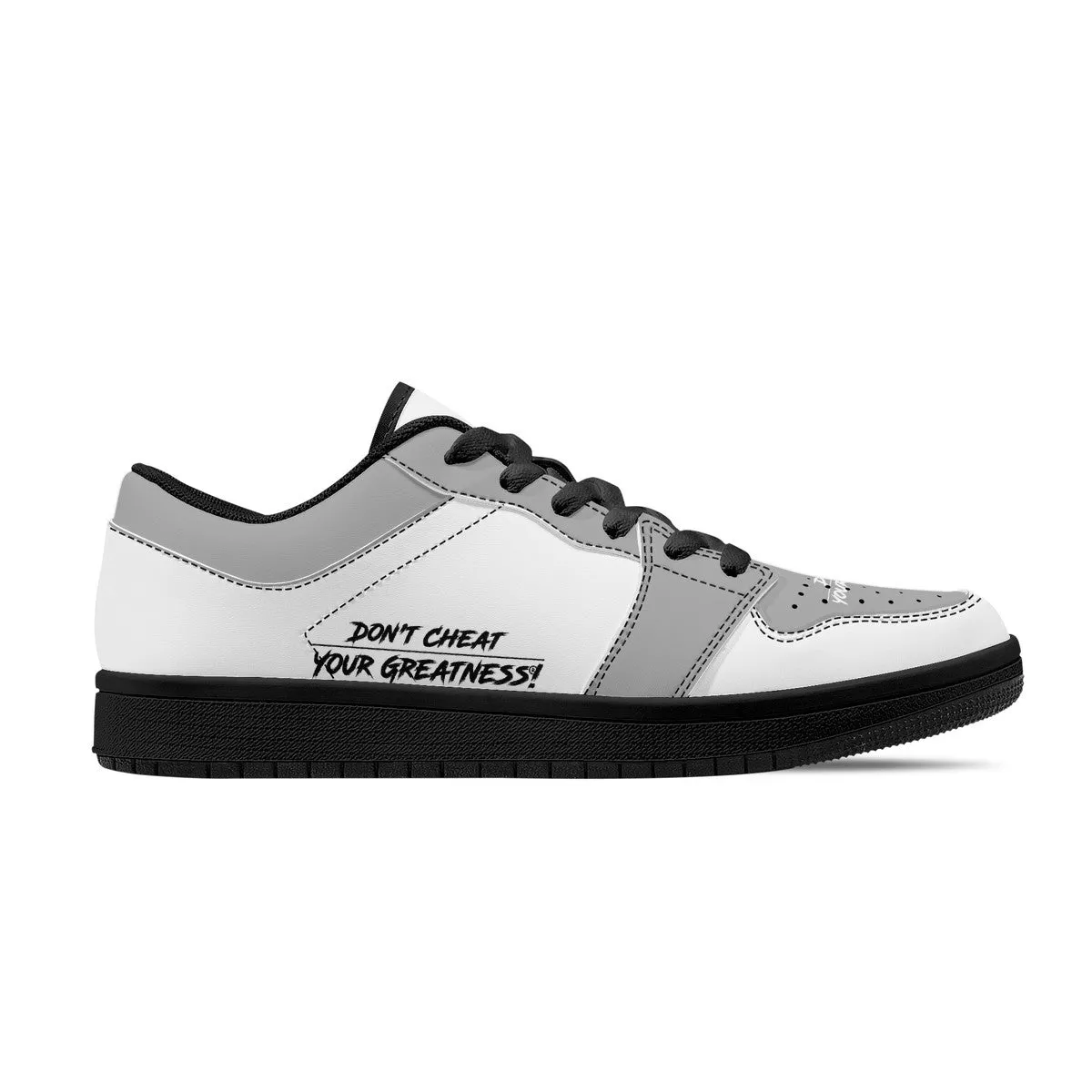 DCYG G4's Grey & White, Black Sole Low-Top Leather Sneakers