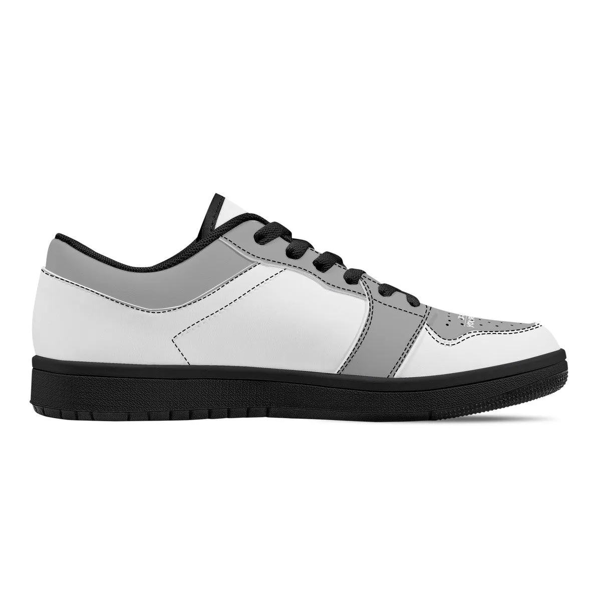 DCYG G4's Grey & White, Black Sole Low-Top Leather Sneakers