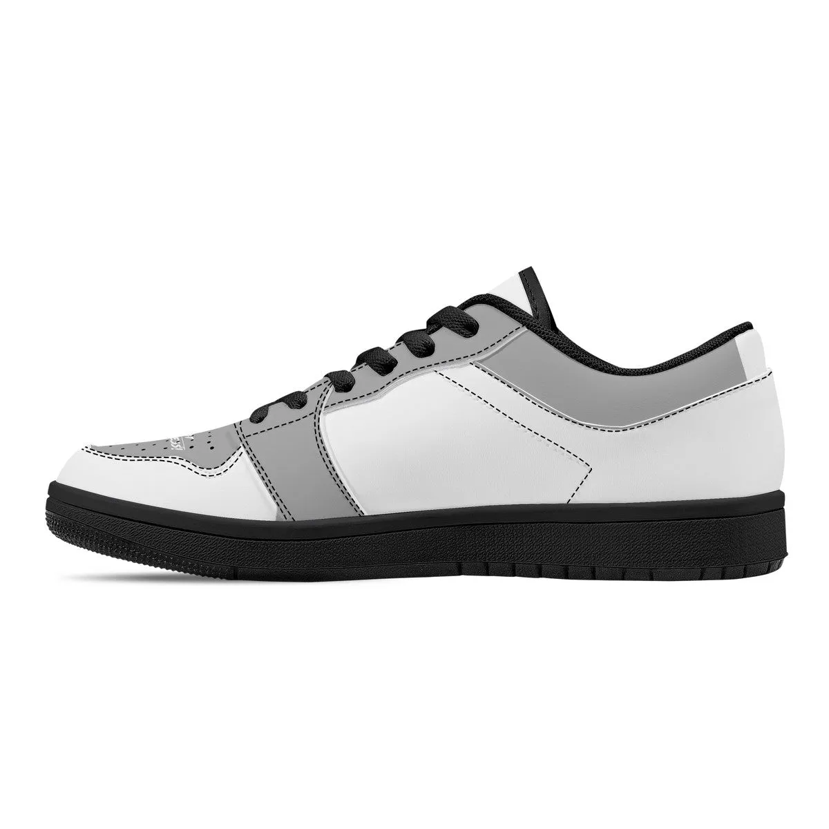 DCYG G4's Grey & White, Black Sole Low-Top Leather Sneakers
