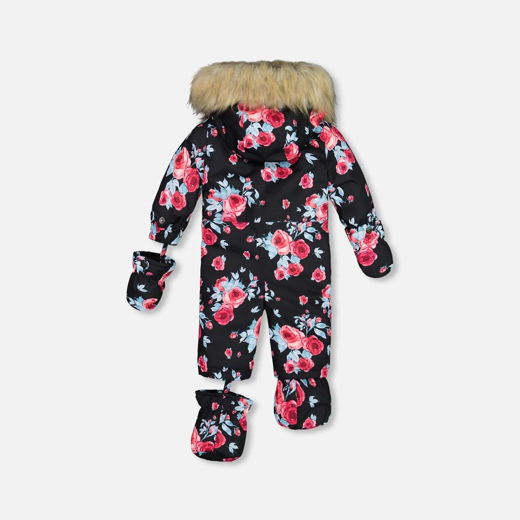 Deux Par Deux One-Piece Baby Snowsuit - Printed Roses