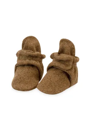 Fleece Stay-On Baby Booties - Mocha
