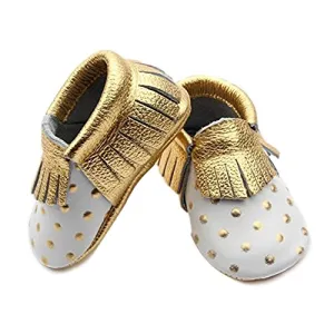 Gold Polka Dot Baby Moccasins