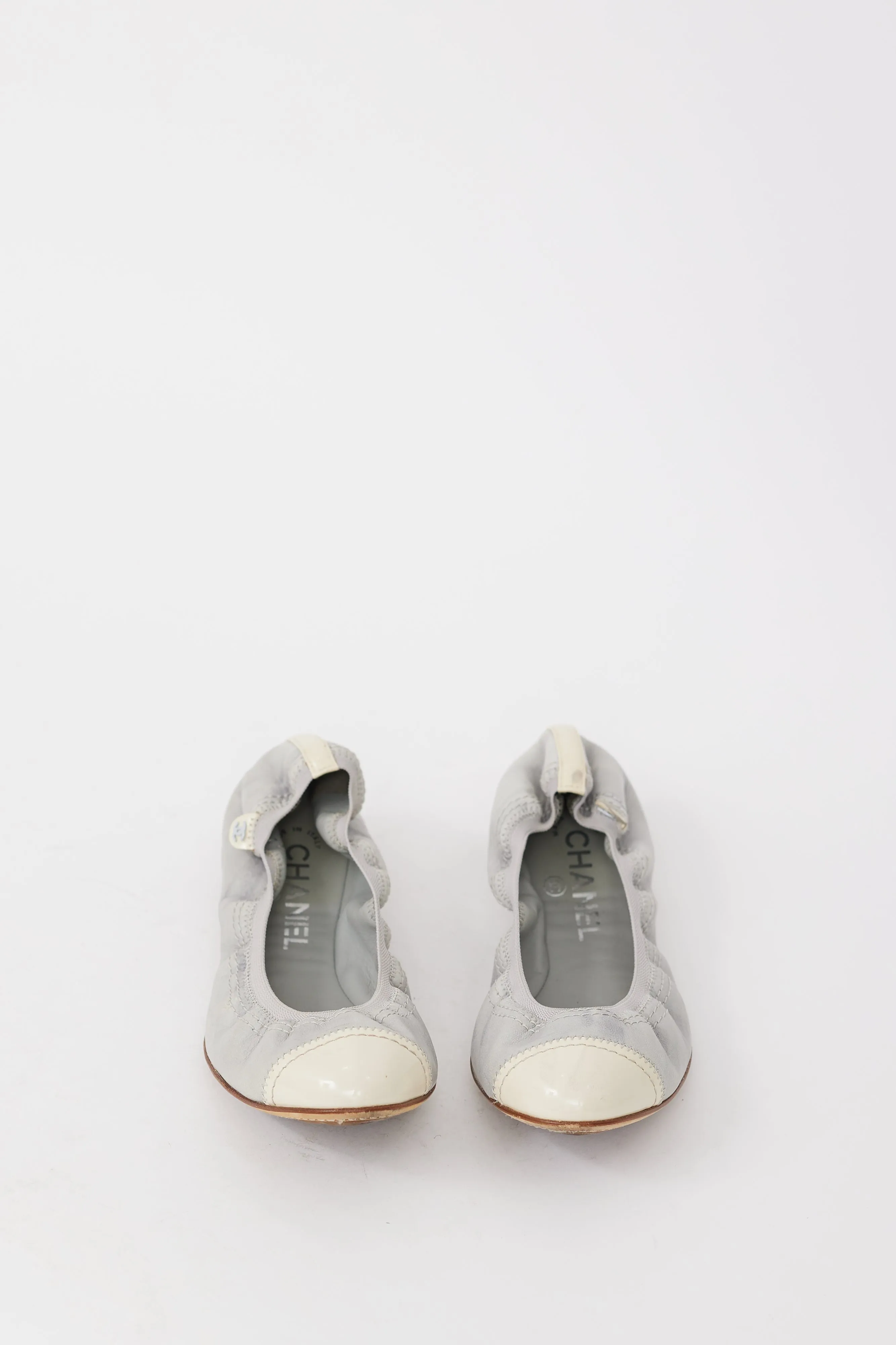 Grey & Cream Leather CC Ballet Flat