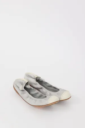Grey & Cream Leather CC Ballet Flat