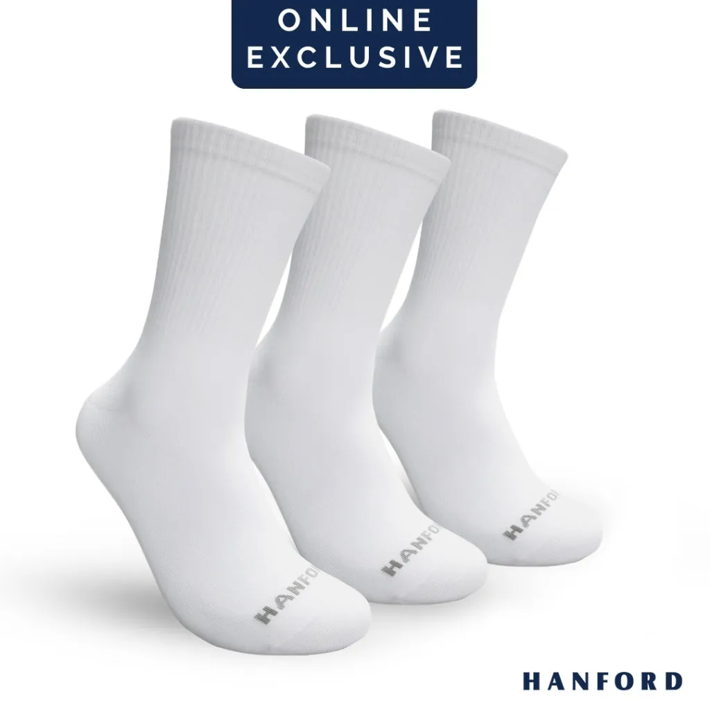 Hanford Men Ladies Teens Casual Everyday Comfort Cotton Crew Mid Calf Socks Mead White Black 3pairs