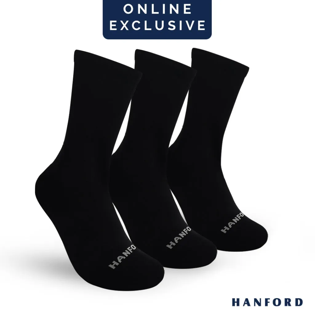 Hanford Men Ladies Teens Casual Everyday Comfort Cotton Crew Mid Calf Socks Mead White Black 3pairs