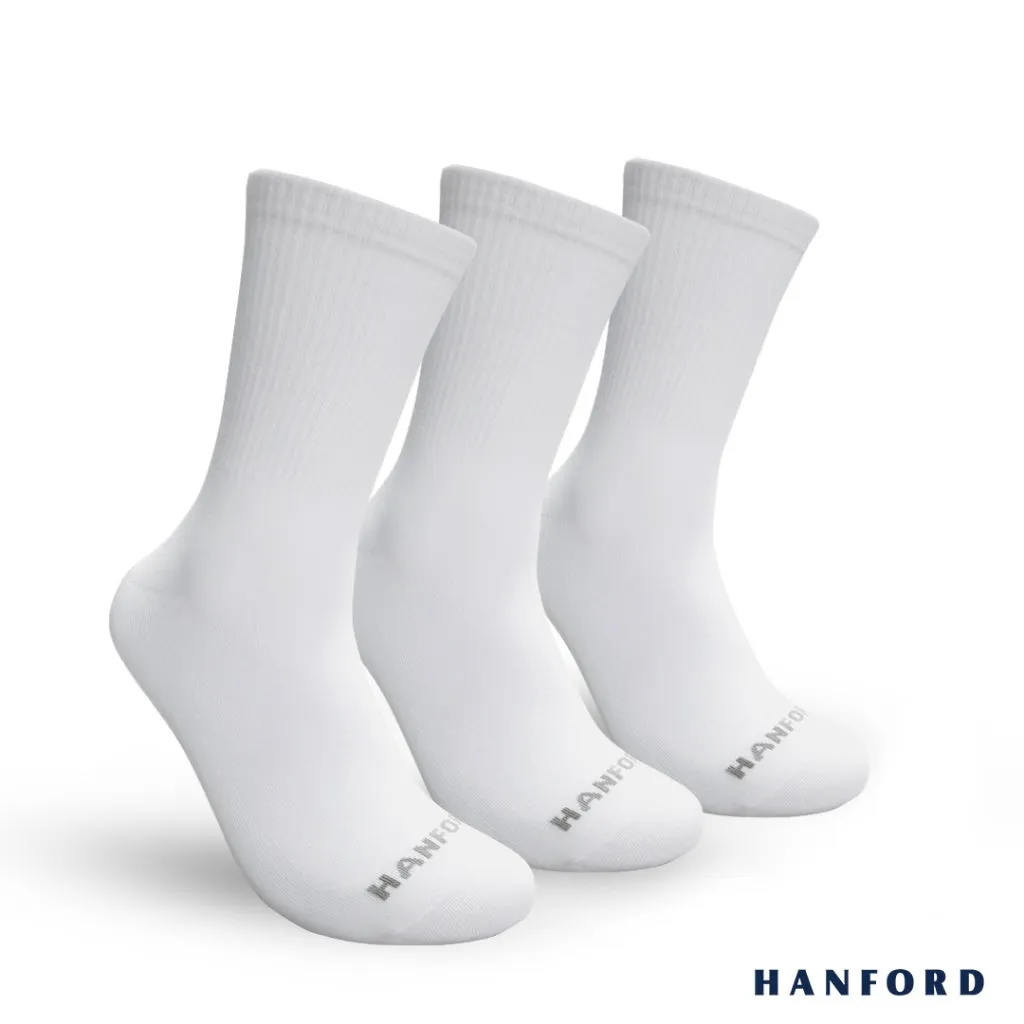 Hanford Men Ladies Teens Casual Everyday Comfort Cotton Crew Mid Calf Socks Mead White Black 3pairs