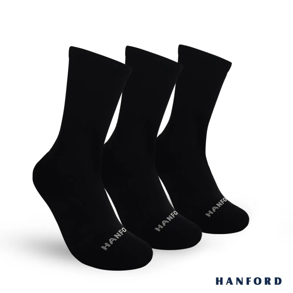 Hanford Men Ladies Teens Casual Everyday Comfort Cotton Crew Mid Calf Socks Mead White Black 3pairs