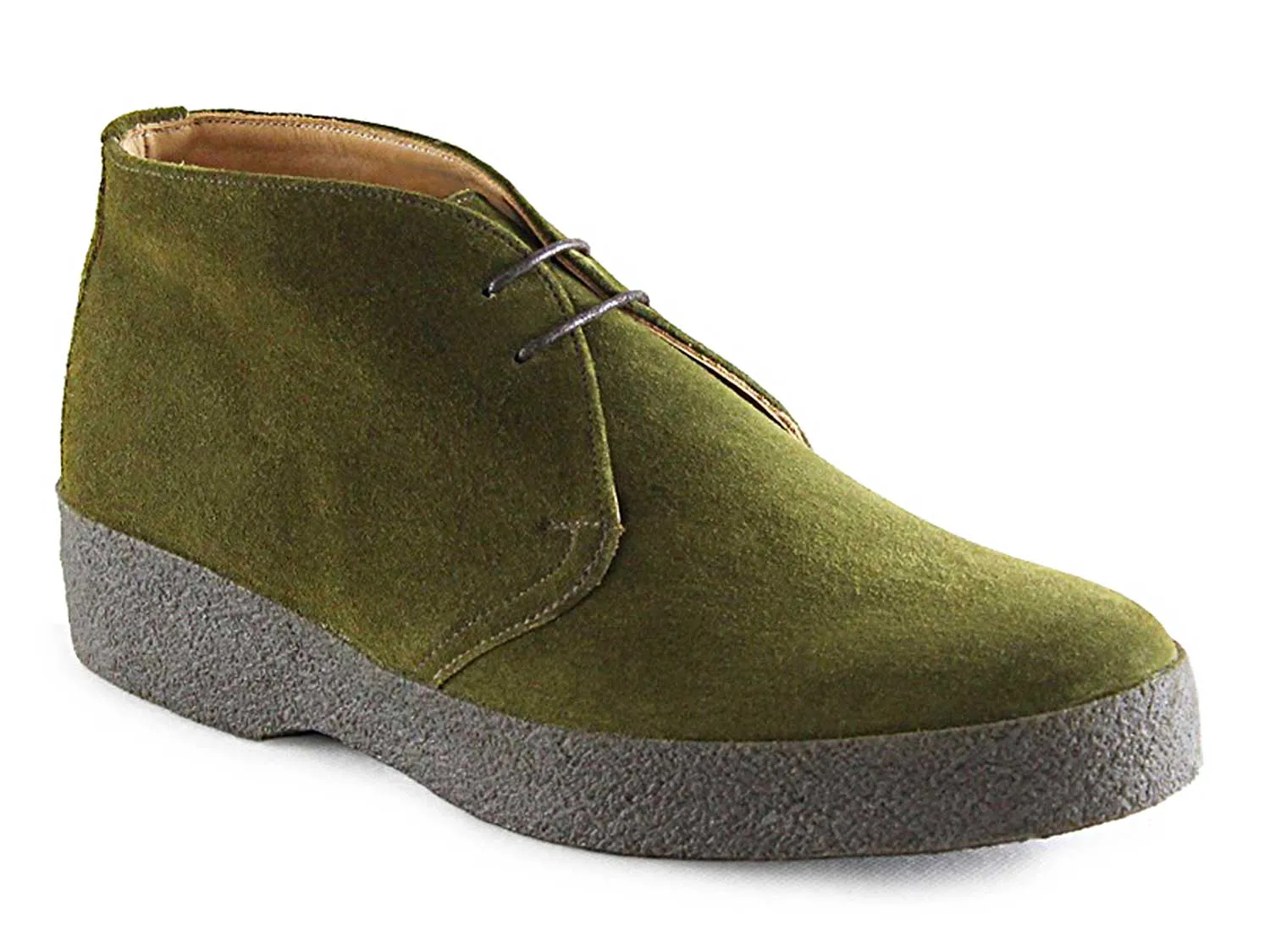 HI TOP Mens Moss Green Suede Chukka Boot Crepe Sole by Sanders