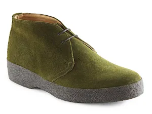 HI TOP Mens Moss Green Suede Chukka Boot Crepe Sole by Sanders