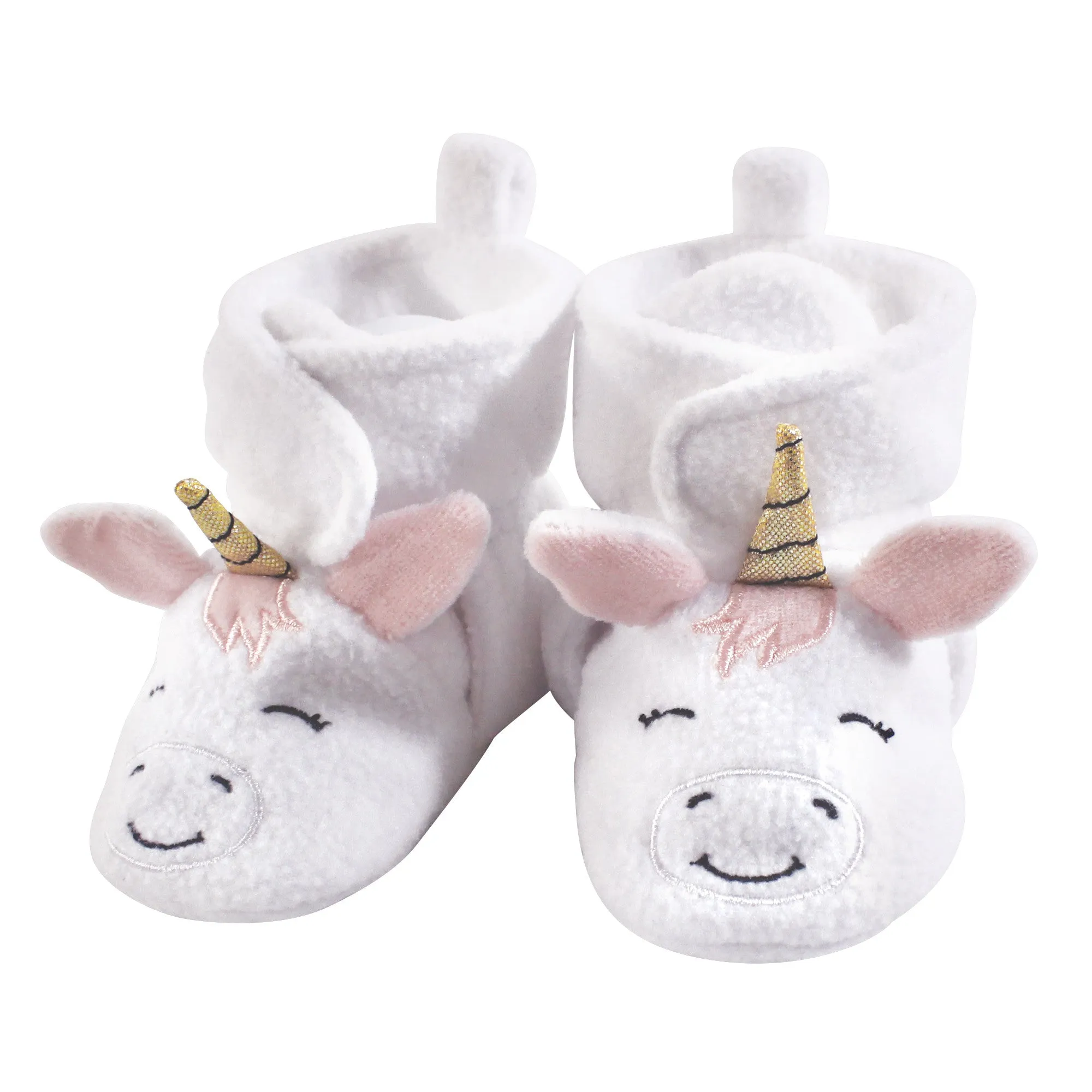 Hudson Baby Cozy Fleece Booties, White Unicorn