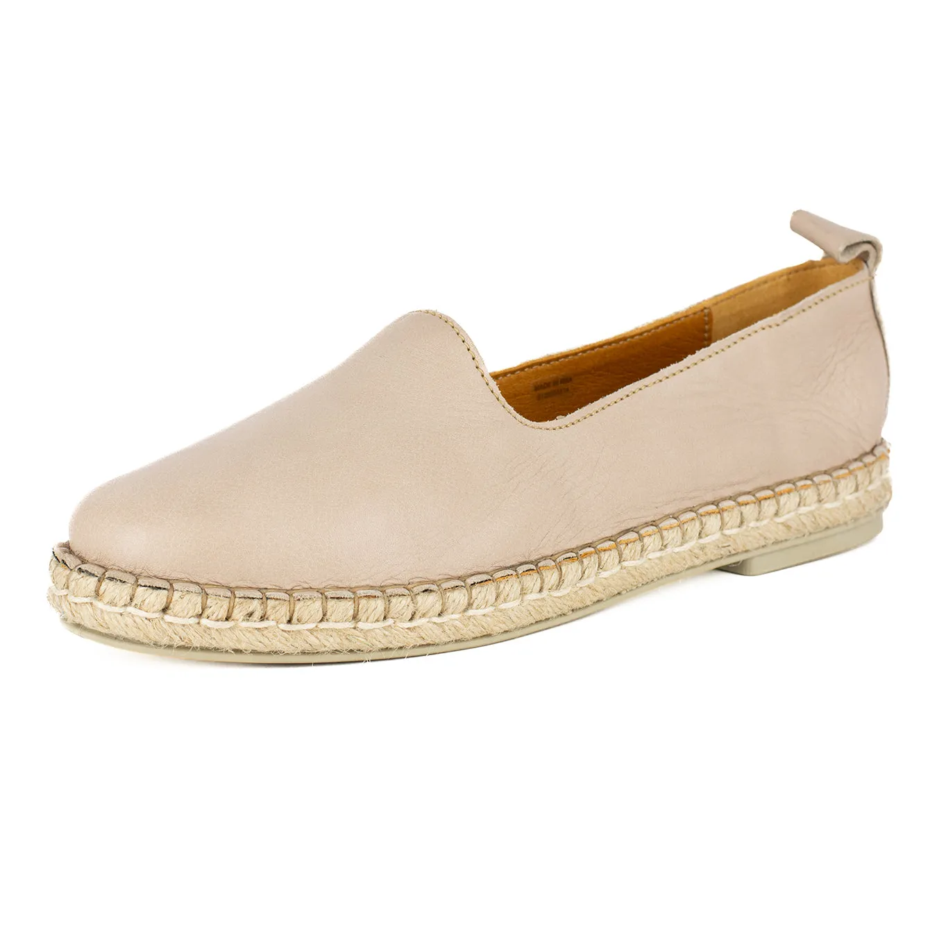 Indzima : Ladies Leather Espadrille Shoe in Gravel Vintage