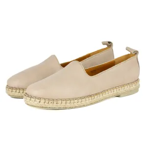 Indzima : Ladies Leather Espadrille Shoe in Gravel Vintage