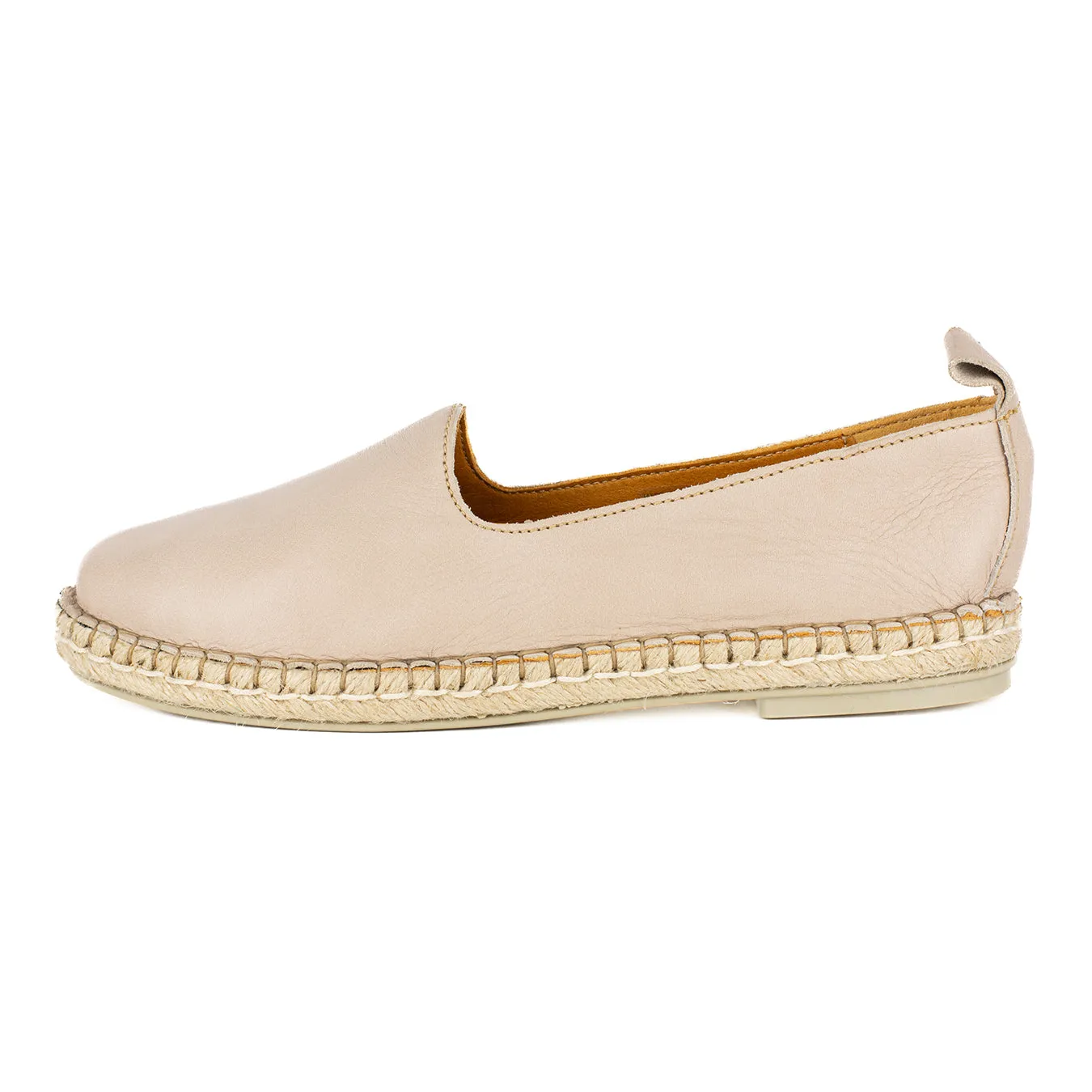 Indzima : Ladies Leather Espadrille Shoe in Gravel Vintage
