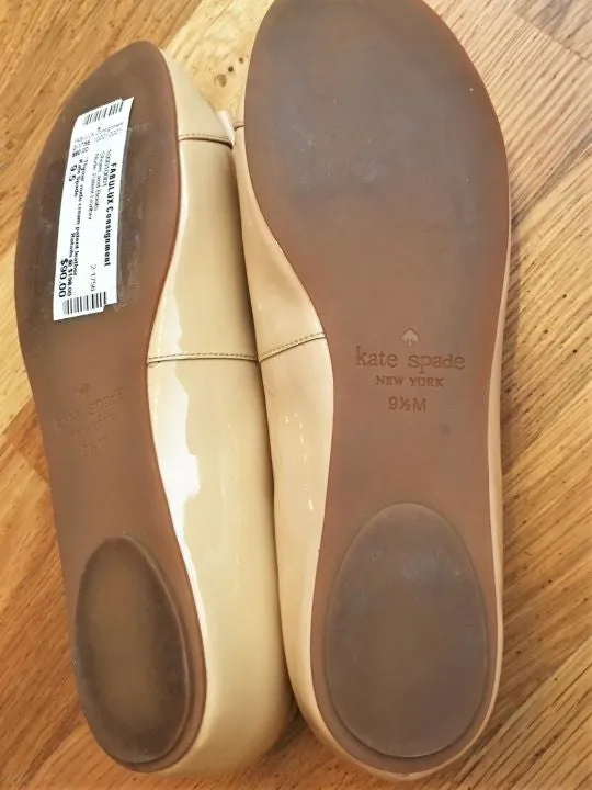 Kate Spade Size 9.5 Thyme Nude Patent Leather Flats